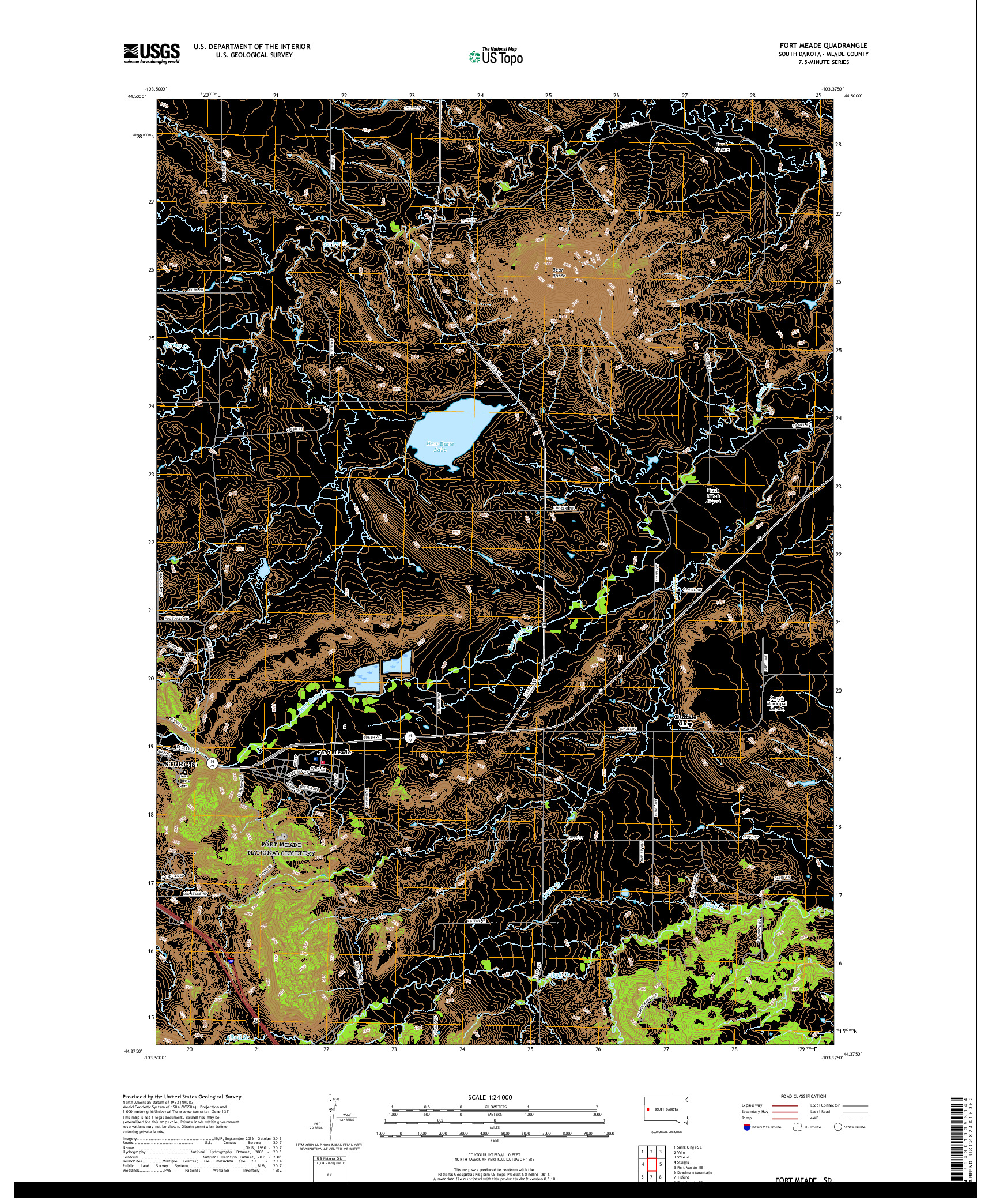 USGS US TOPO 7.5-MINUTE MAP FOR FORT MEADE, SD 2017