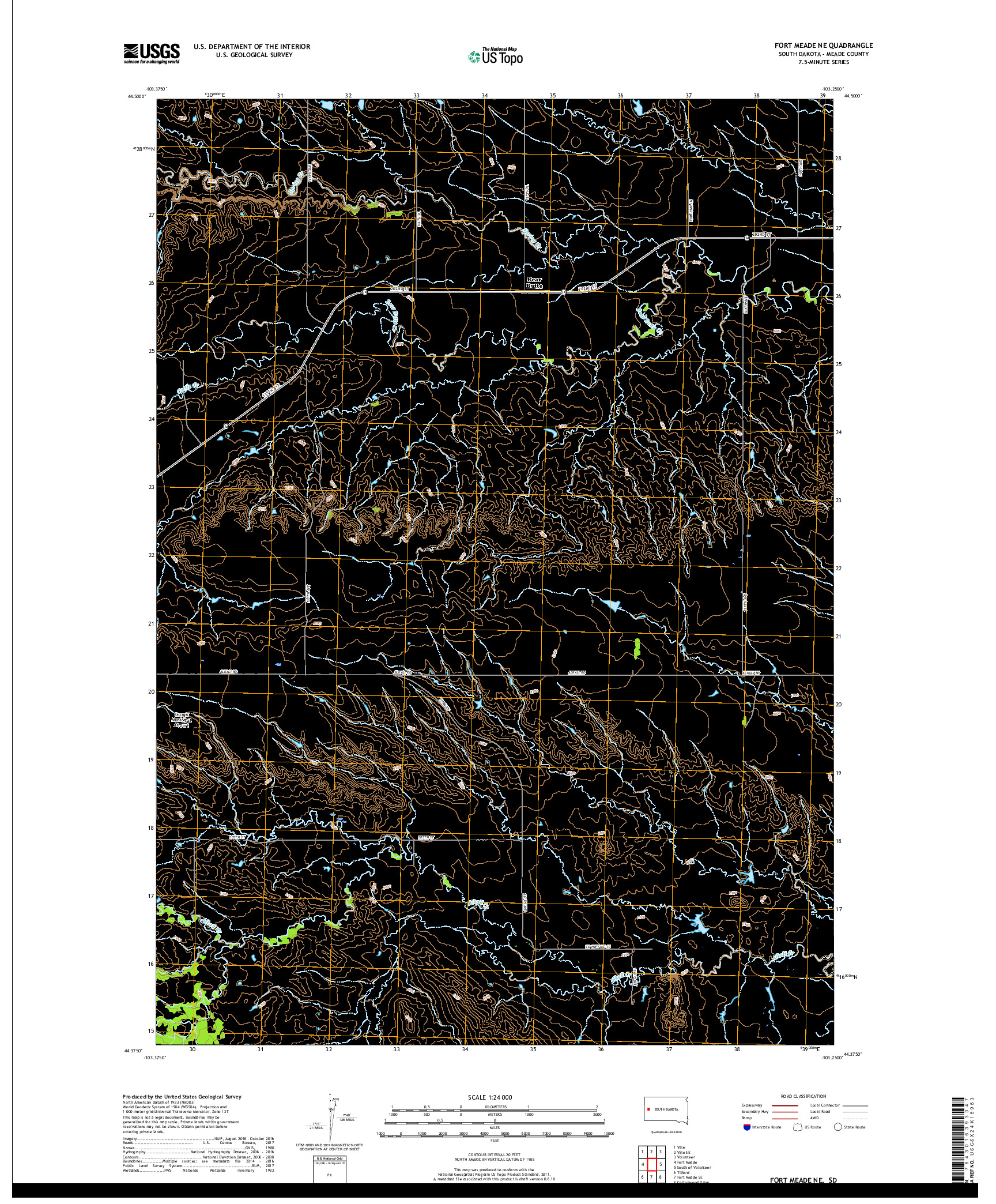 USGS US TOPO 7.5-MINUTE MAP FOR FORT MEADE NE, SD 2017