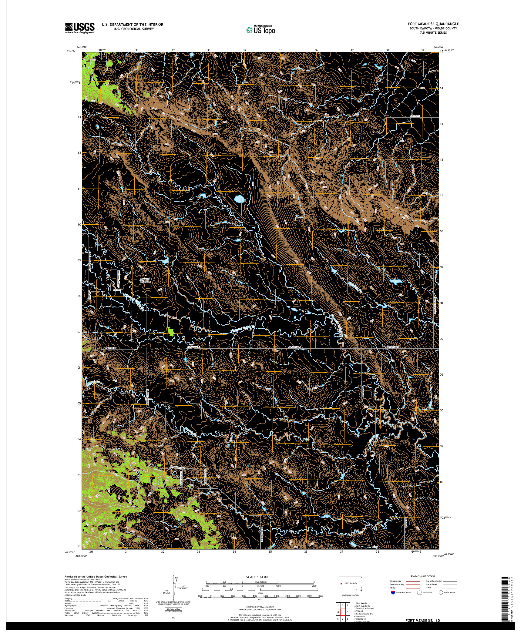 USGS US TOPO 7.5-MINUTE MAP FOR FORT MEADE SE, SD 2017