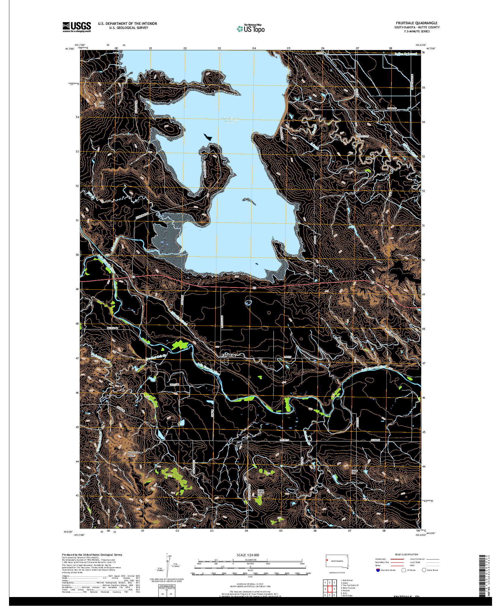 USGS US TOPO 7.5-MINUTE MAP FOR FRUITDALE, SD 2017