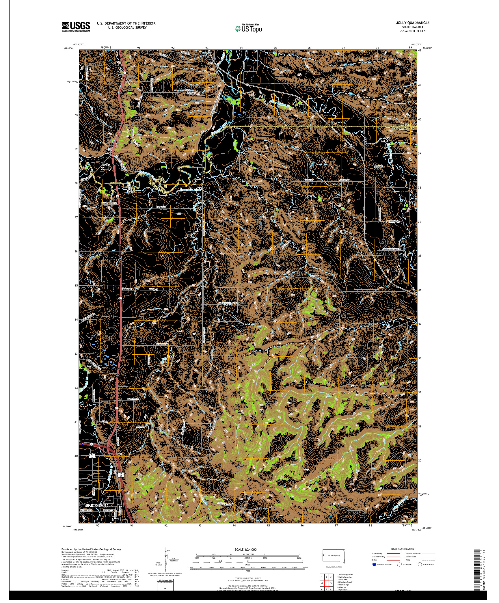 USGS US TOPO 7.5-MINUTE MAP FOR JOLLY, SD 2017
