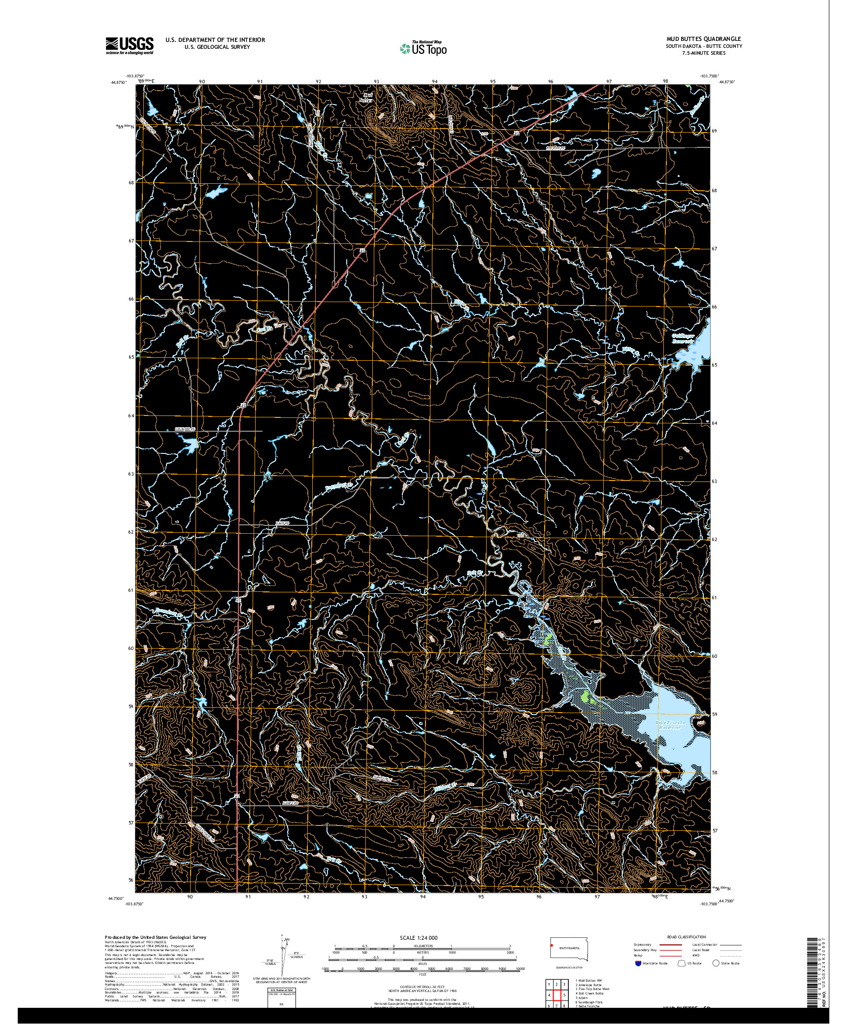 USGS US TOPO 7.5-MINUTE MAP FOR MUD BUTTES, SD 2017