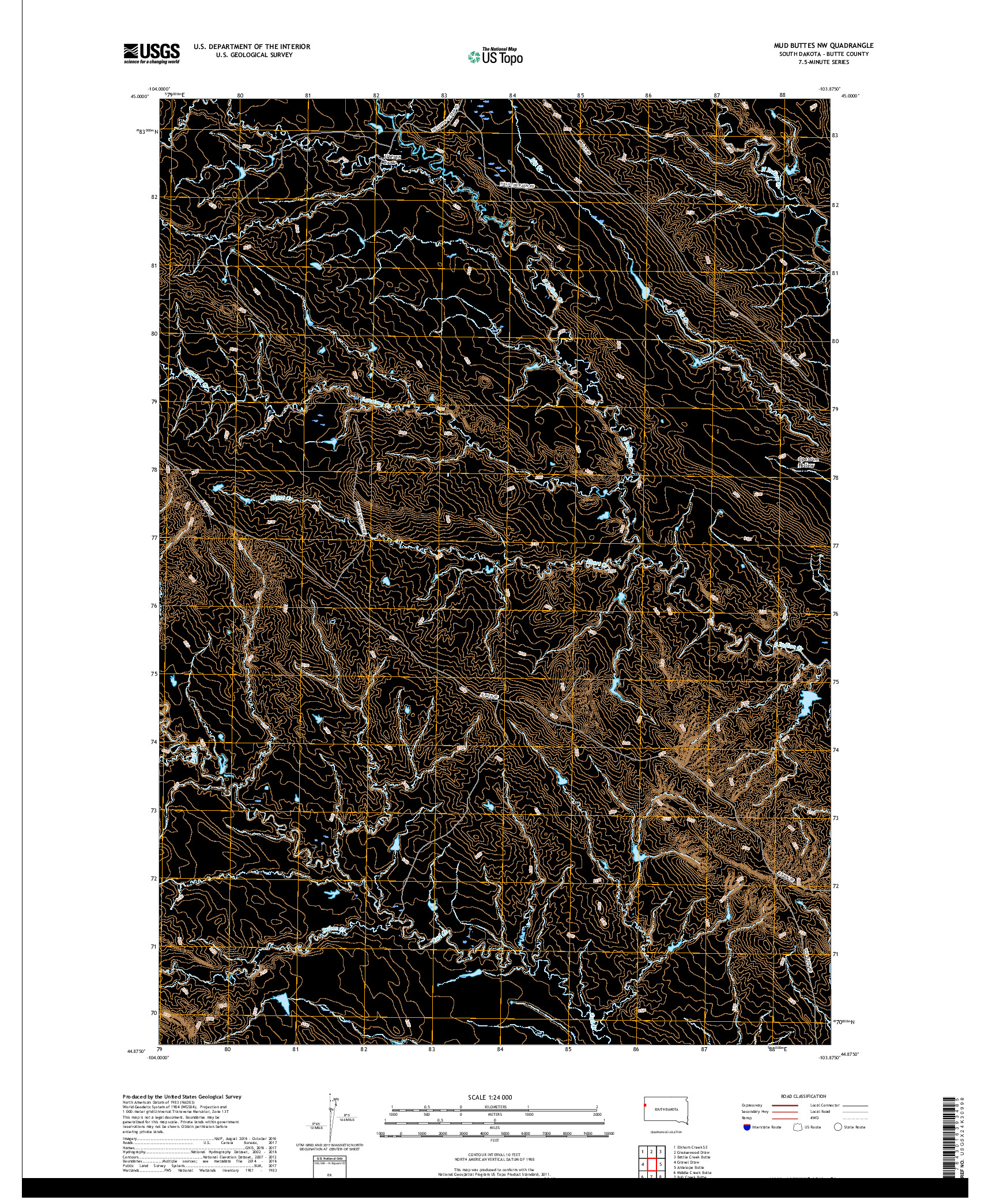 USGS US TOPO 7.5-MINUTE MAP FOR MUD BUTTES NW, SD 2017