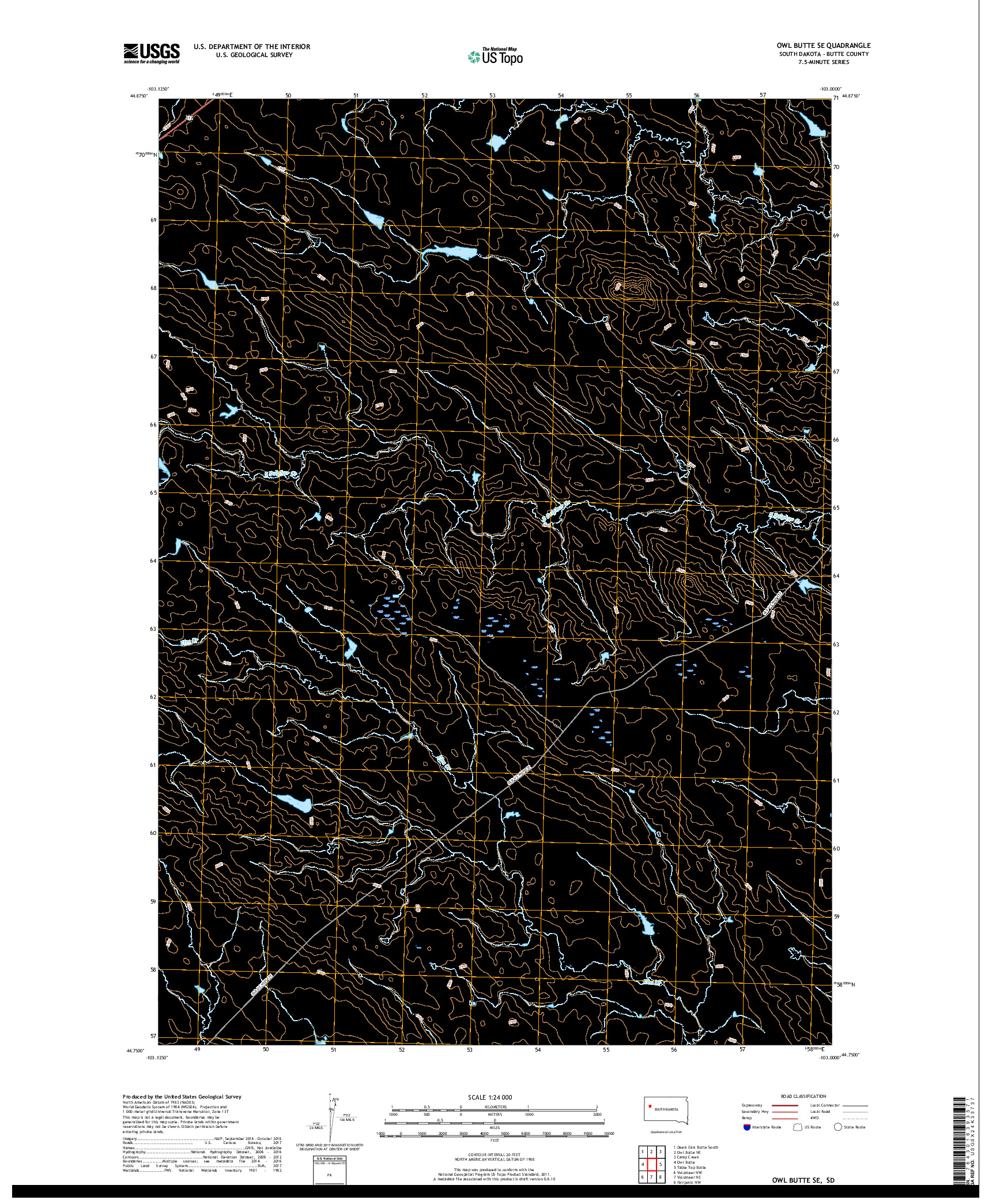 USGS US TOPO 7.5-MINUTE MAP FOR OWL BUTTE SE, SD 2017