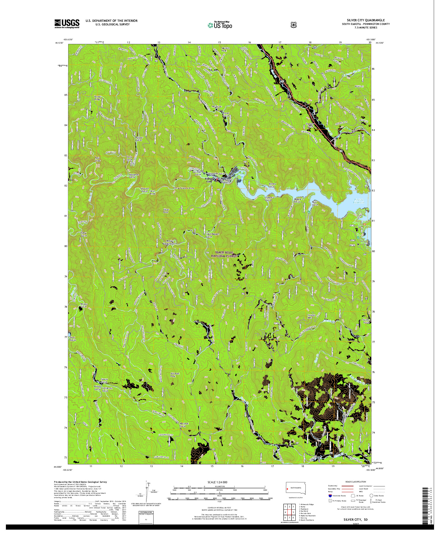 USGS US TOPO 7.5-MINUTE MAP FOR SILVER CITY, SD 2017