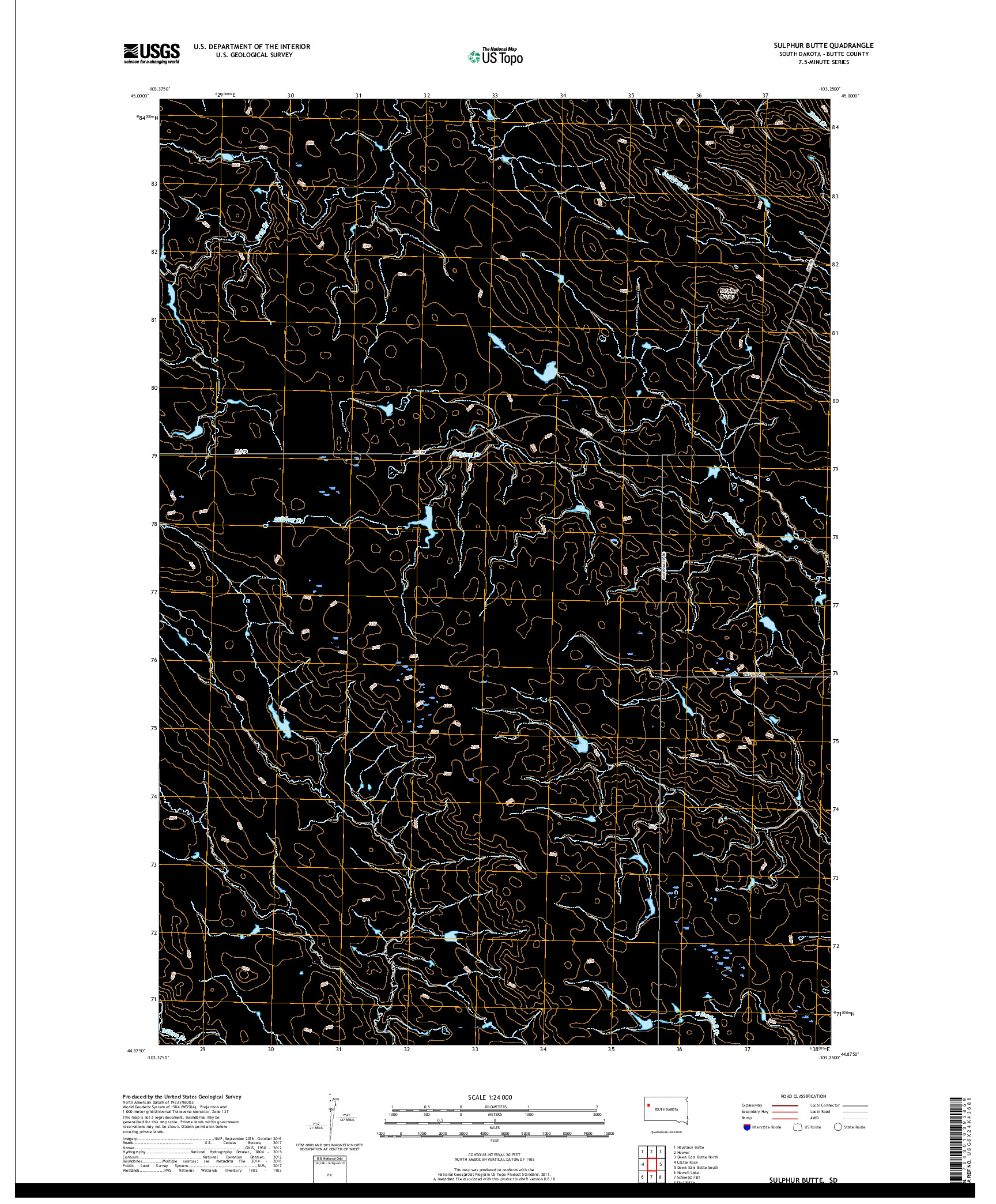 USGS US TOPO 7.5-MINUTE MAP FOR SULPHUR BUTTE, SD 2017