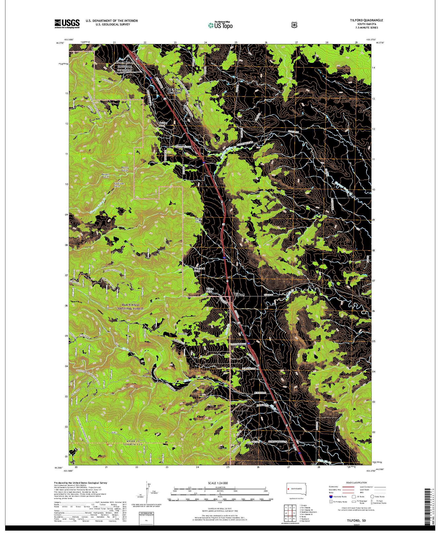 USGS US TOPO 7.5-MINUTE MAP FOR TILFORD, SD 2017