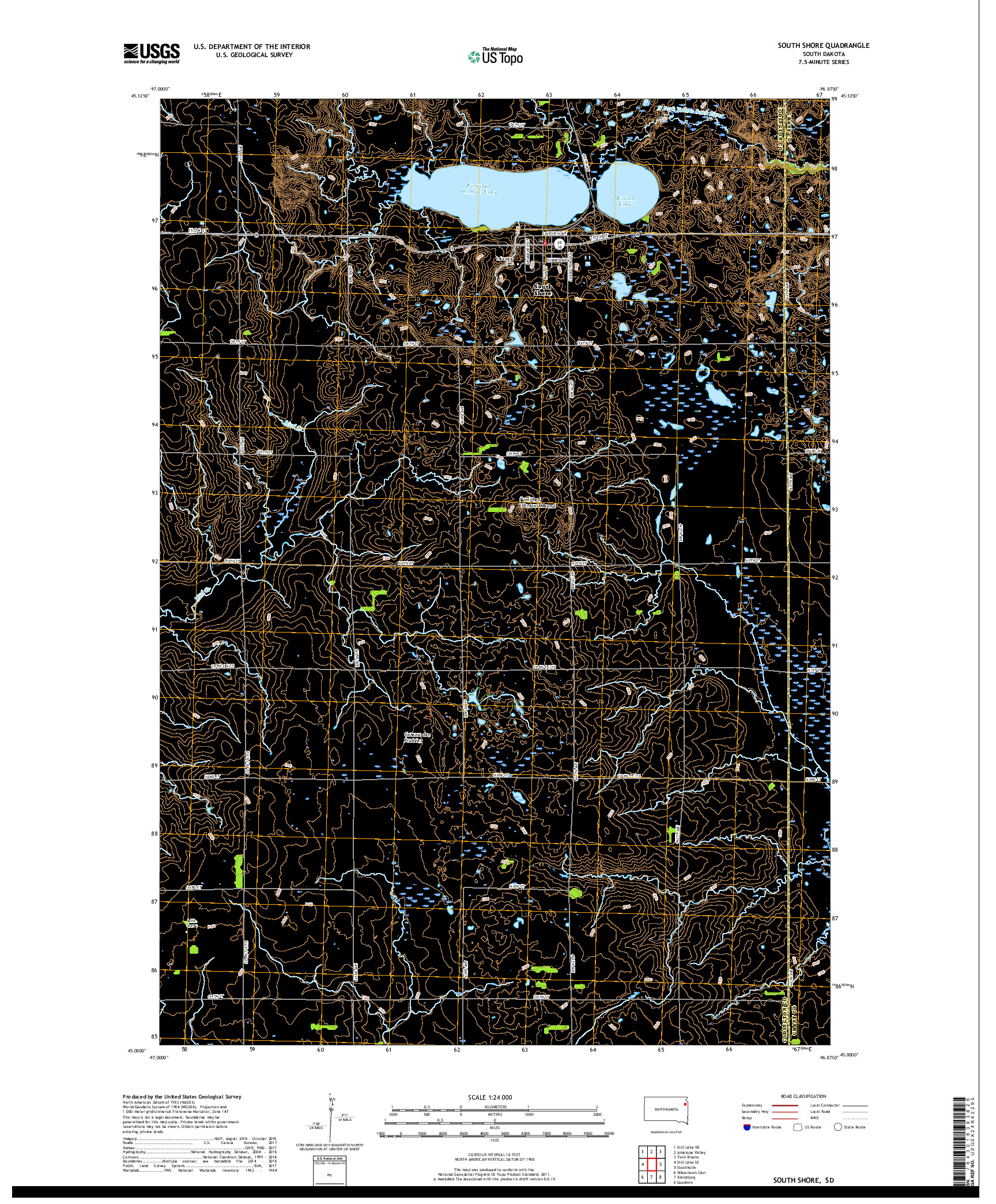 USGS US TOPO 7.5-MINUTE MAP FOR SOUTH SHORE, SD 2017
