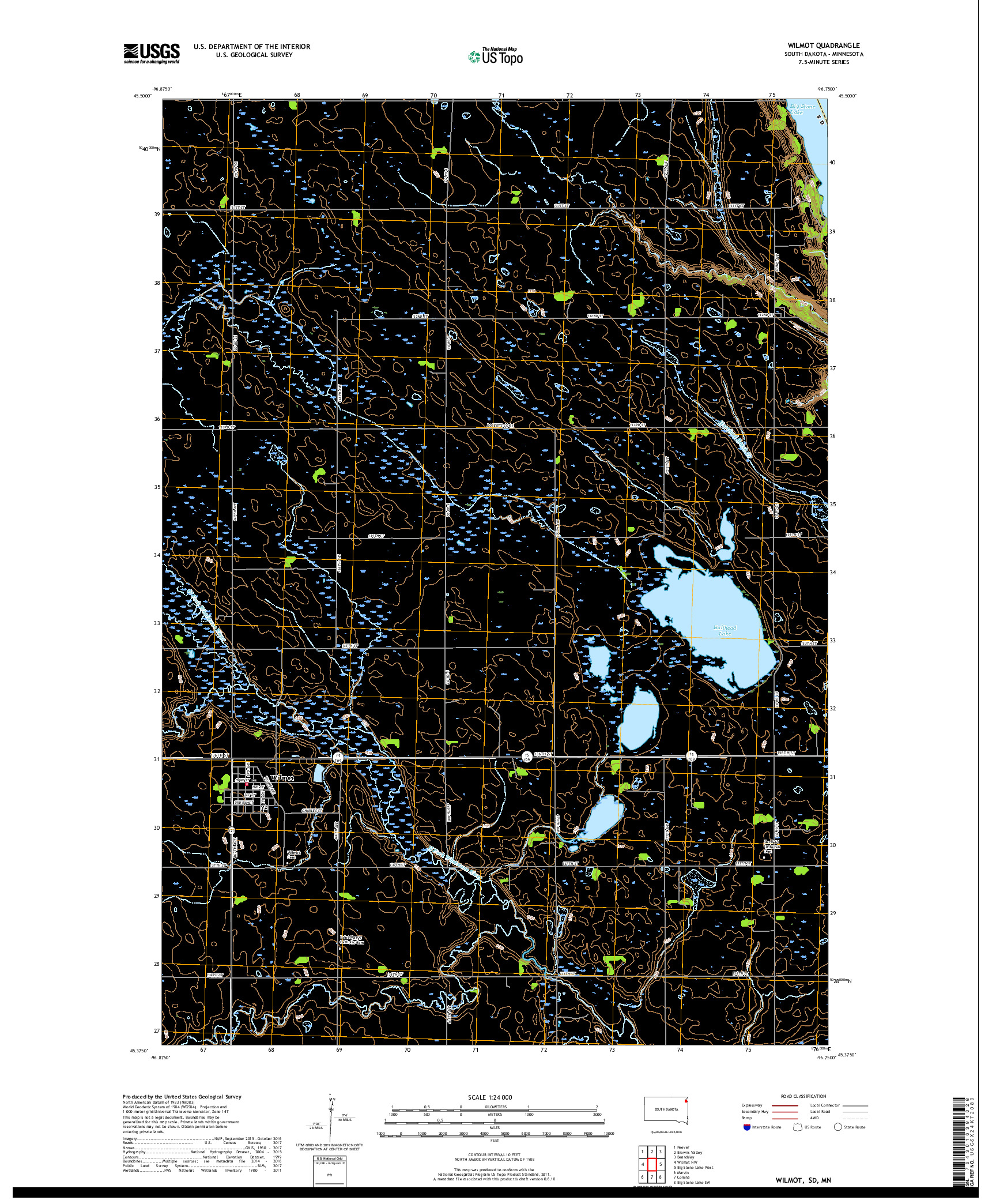 USGS US TOPO 7.5-MINUTE MAP FOR WILMOT, SD,MN 2017