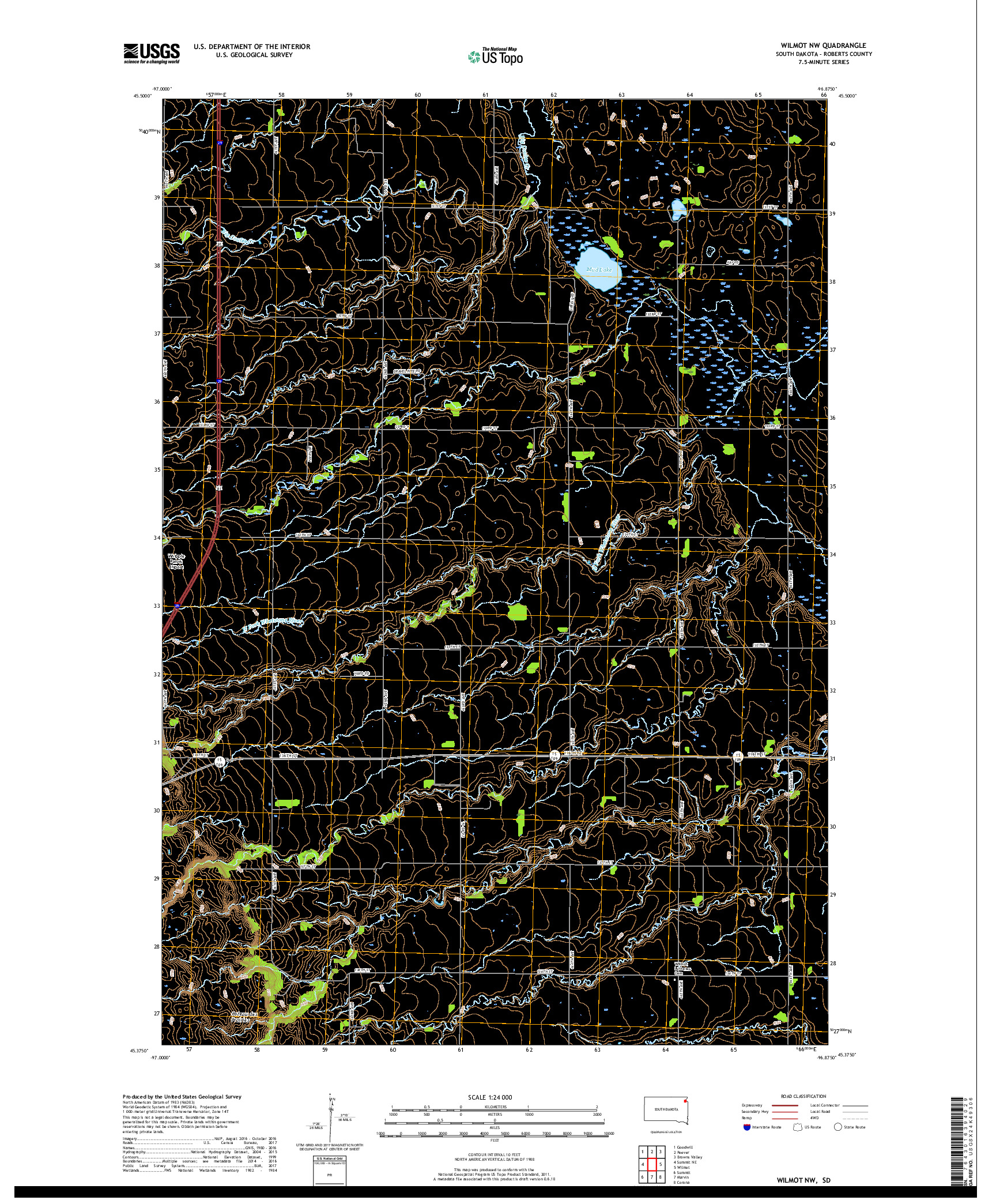 USGS US TOPO 7.5-MINUTE MAP FOR WILMOT NW, SD 2017