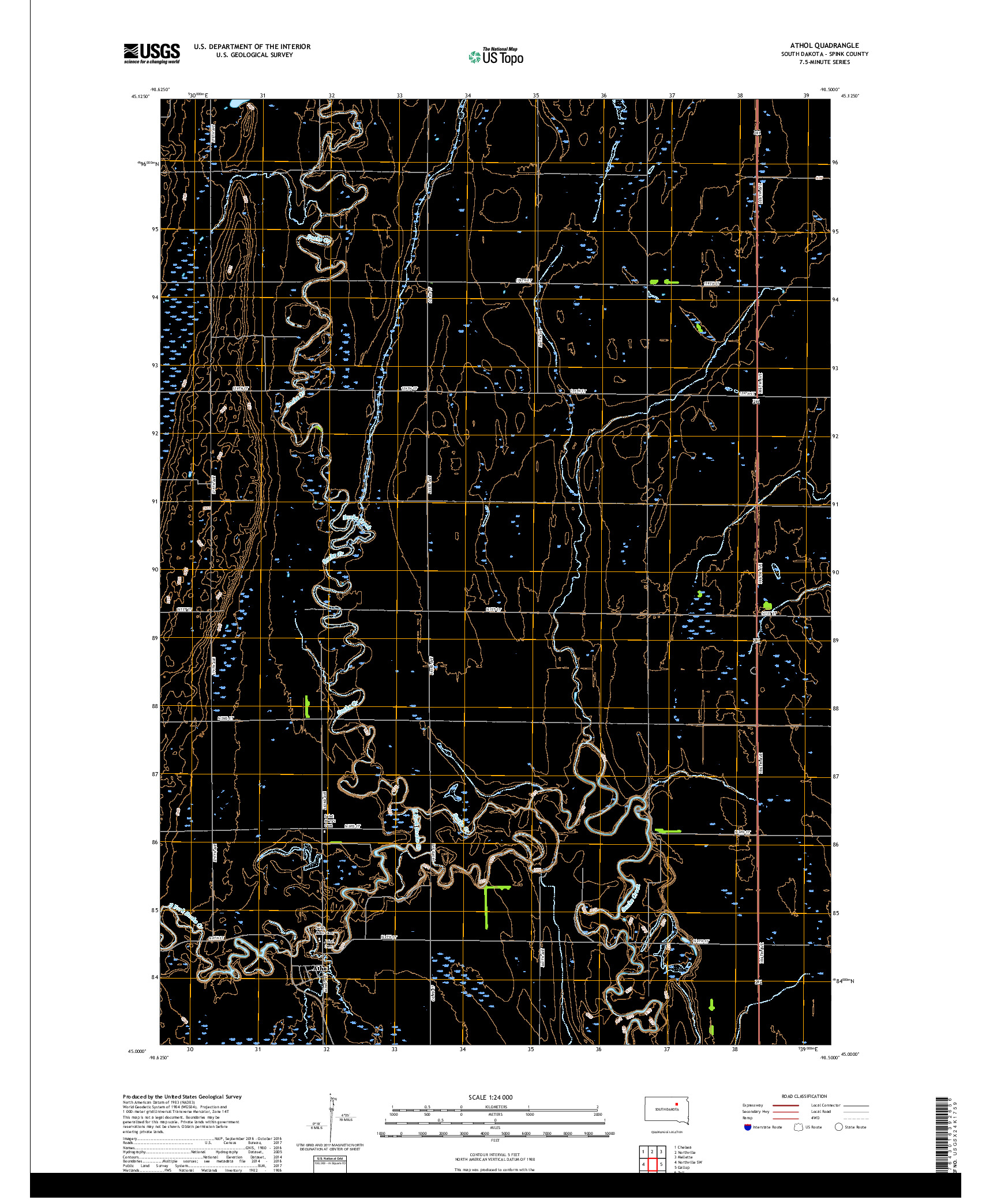 USGS US TOPO 7.5-MINUTE MAP FOR ATHOL, SD 2017