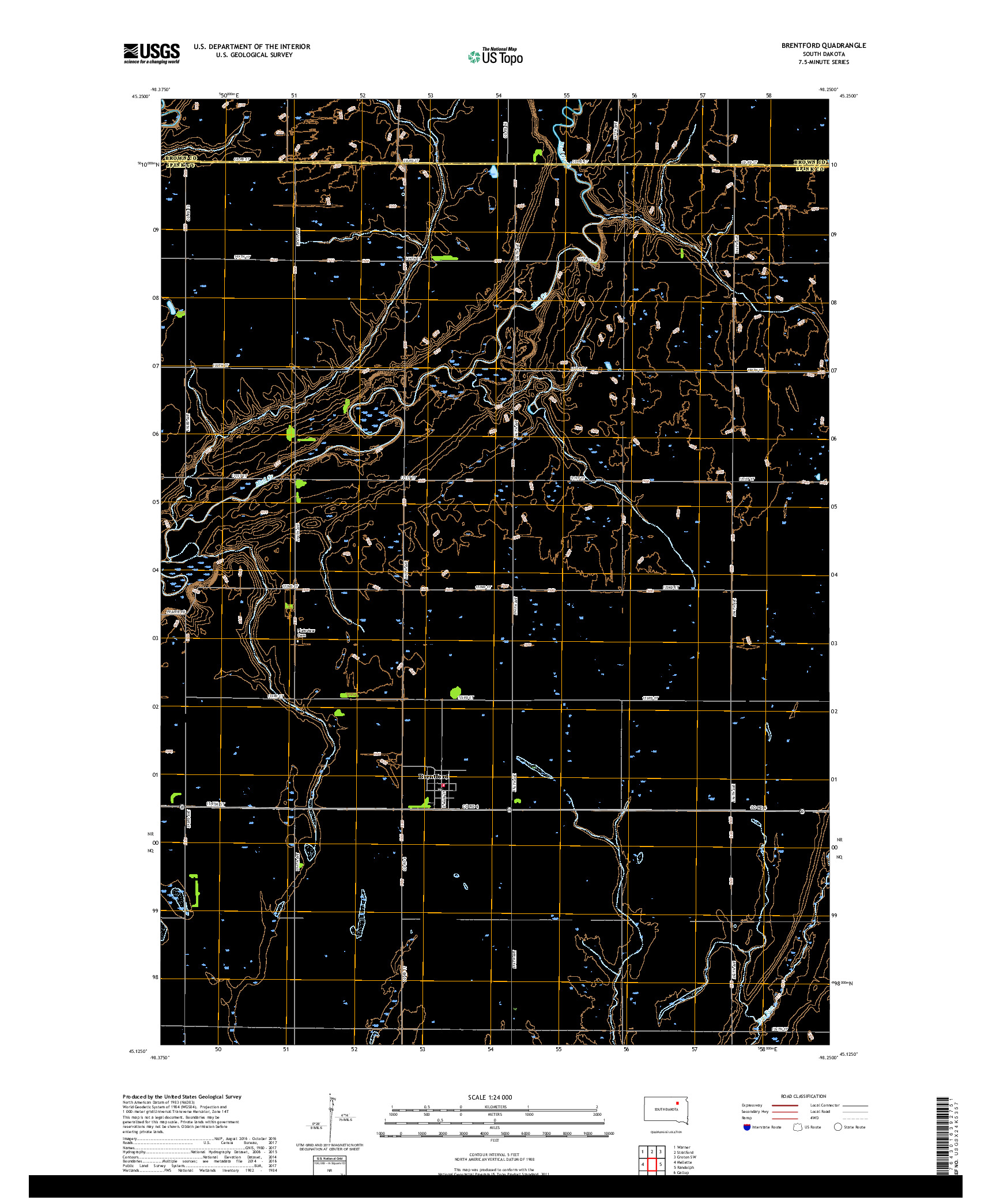 USGS US TOPO 7.5-MINUTE MAP FOR BRENTFORD, SD 2017