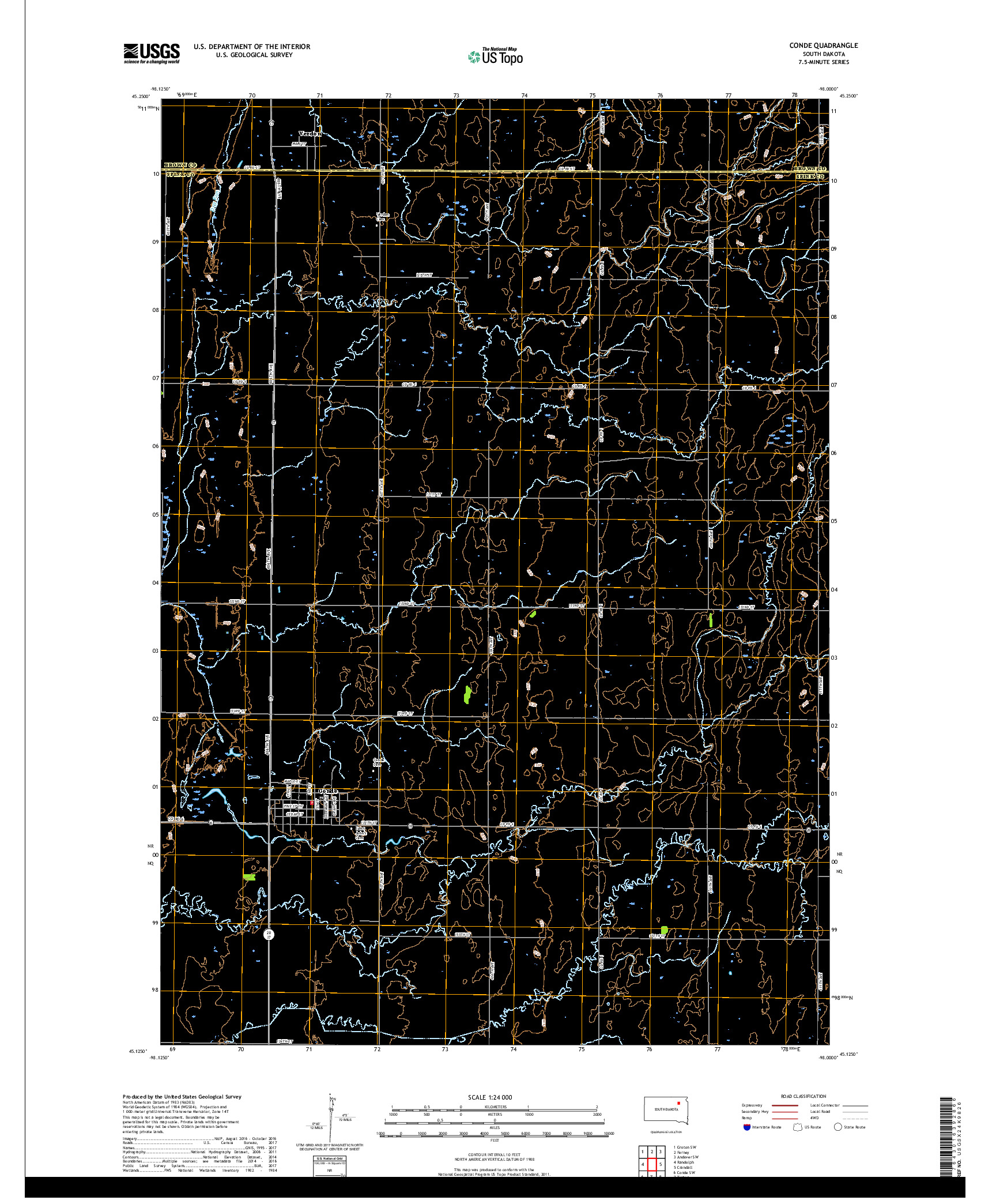 USGS US TOPO 7.5-MINUTE MAP FOR CONDE, SD 2017