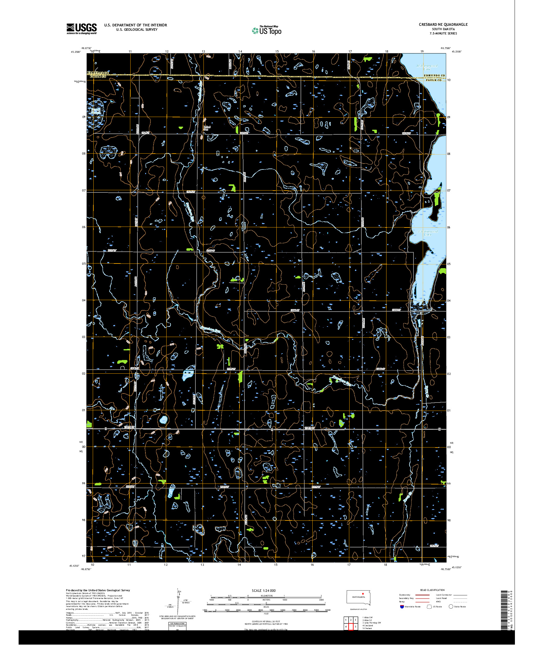 USGS US TOPO 7.5-MINUTE MAP FOR CRESBARD NE, SD 2017