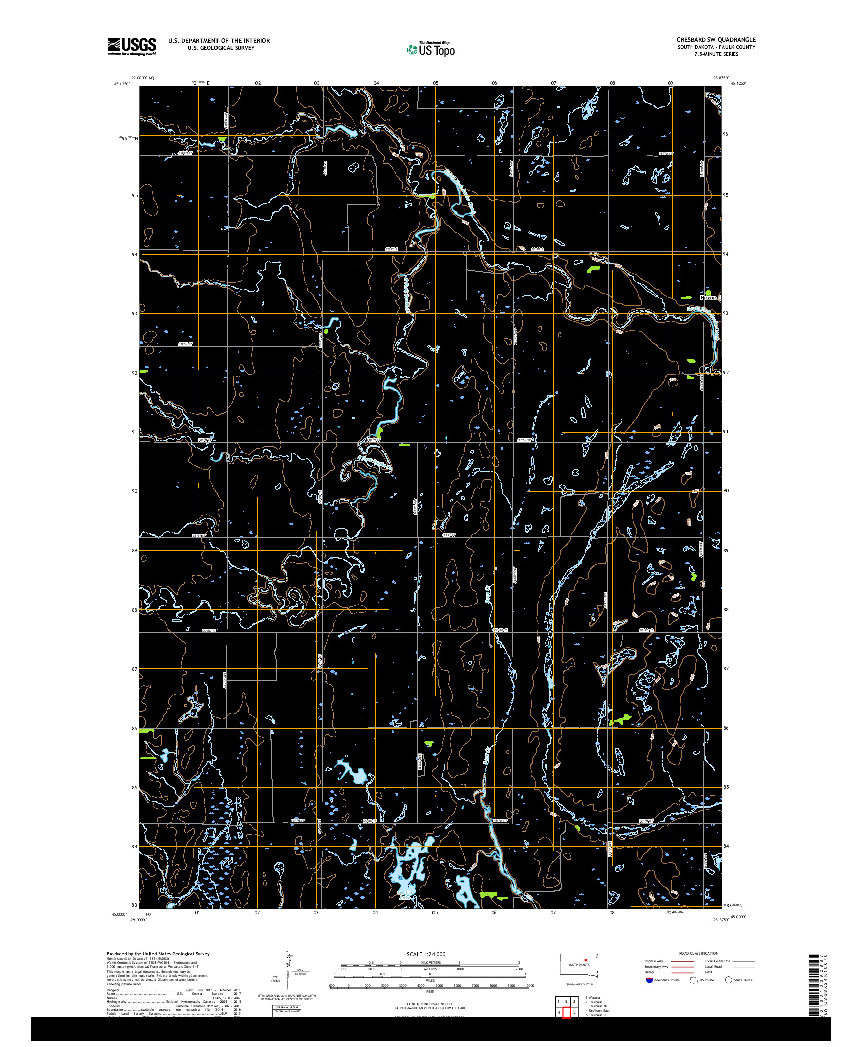 USGS US TOPO 7.5-MINUTE MAP FOR CRESBARD SW, SD 2017