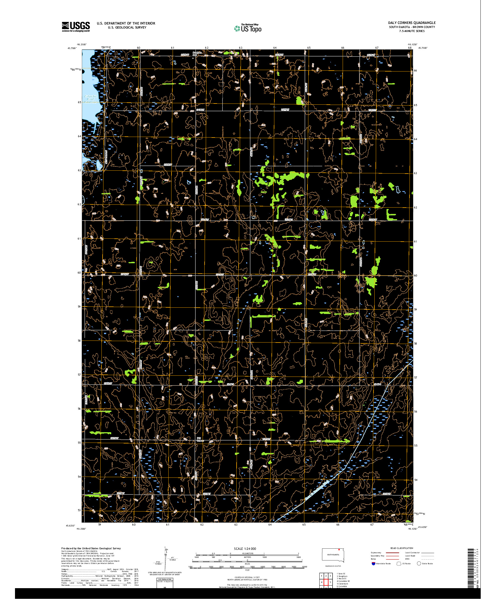 USGS US TOPO 7.5-MINUTE MAP FOR DALY CORNERS, SD 2017