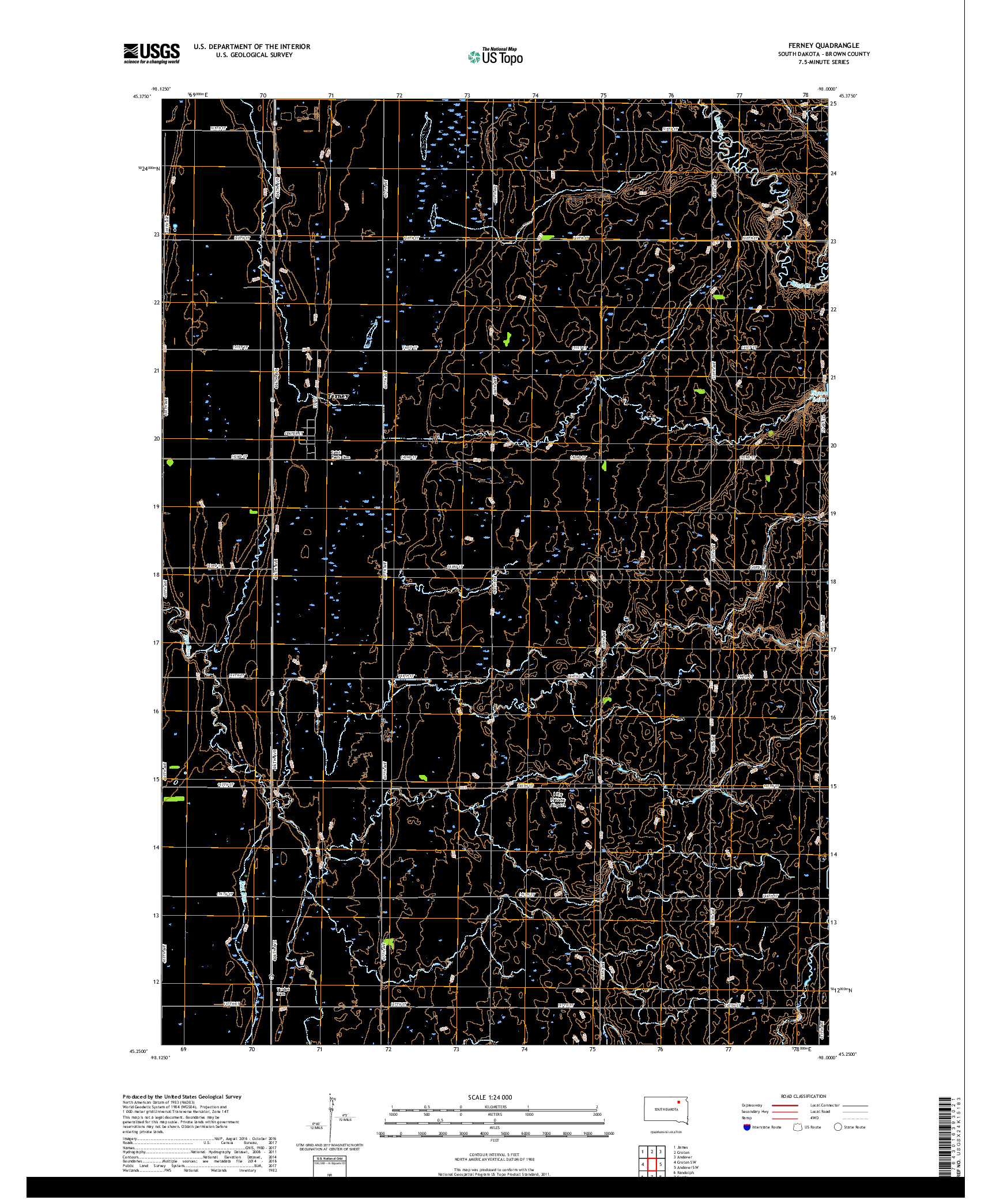 USGS US TOPO 7.5-MINUTE MAP FOR FERNEY, SD 2017