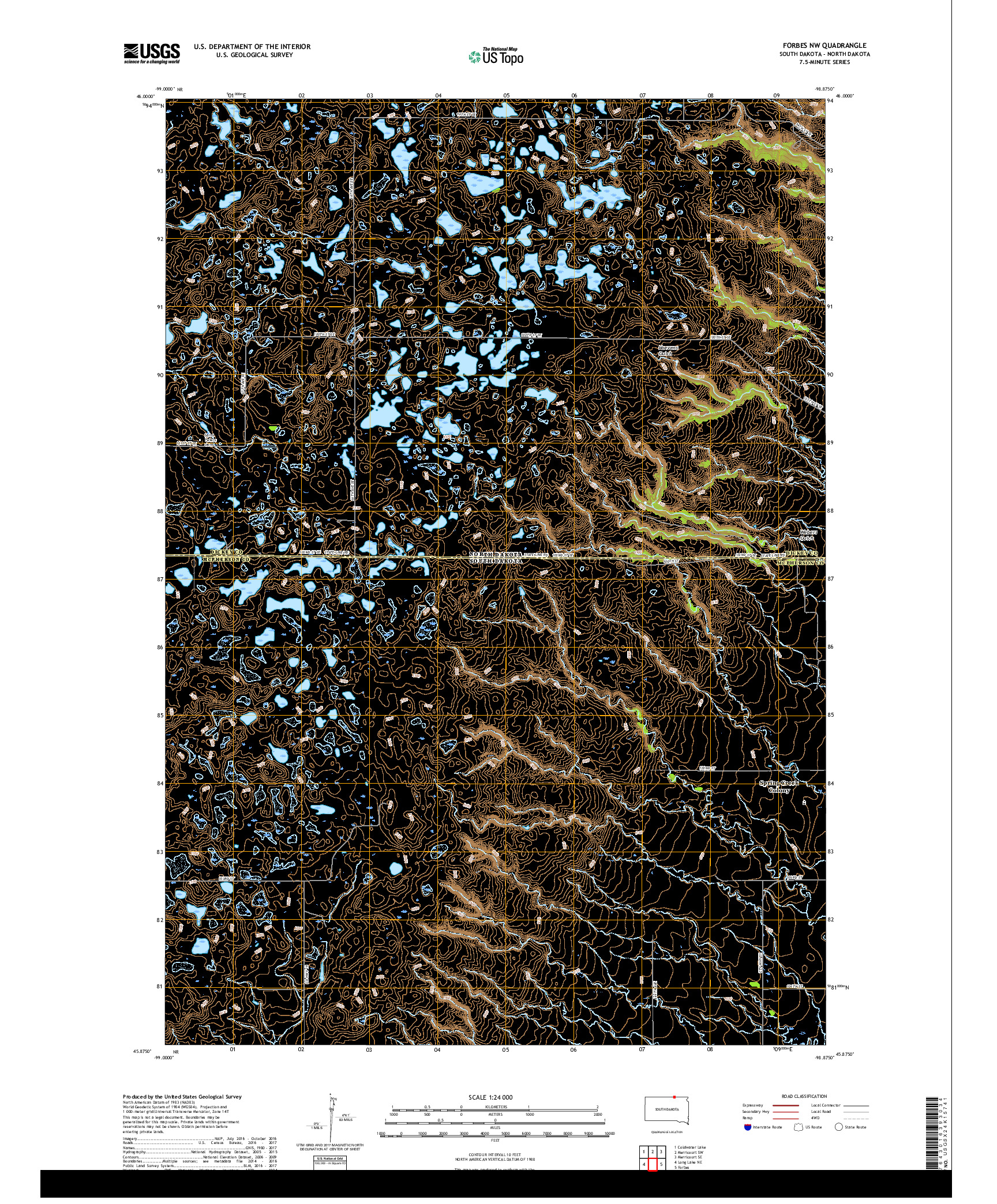 USGS US TOPO 7.5-MINUTE MAP FOR FORBES NW, SD,ND 2017