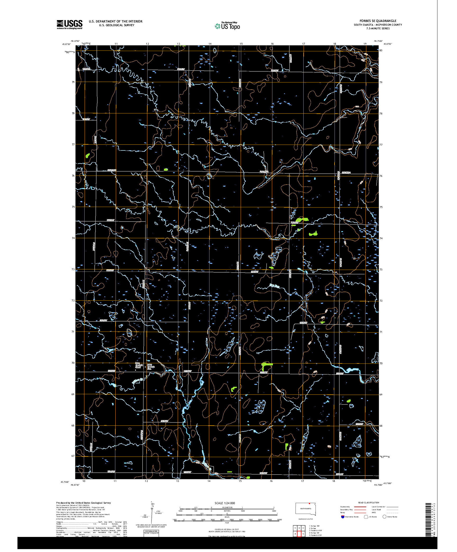 USGS US TOPO 7.5-MINUTE MAP FOR FORBES SE, SD 2017