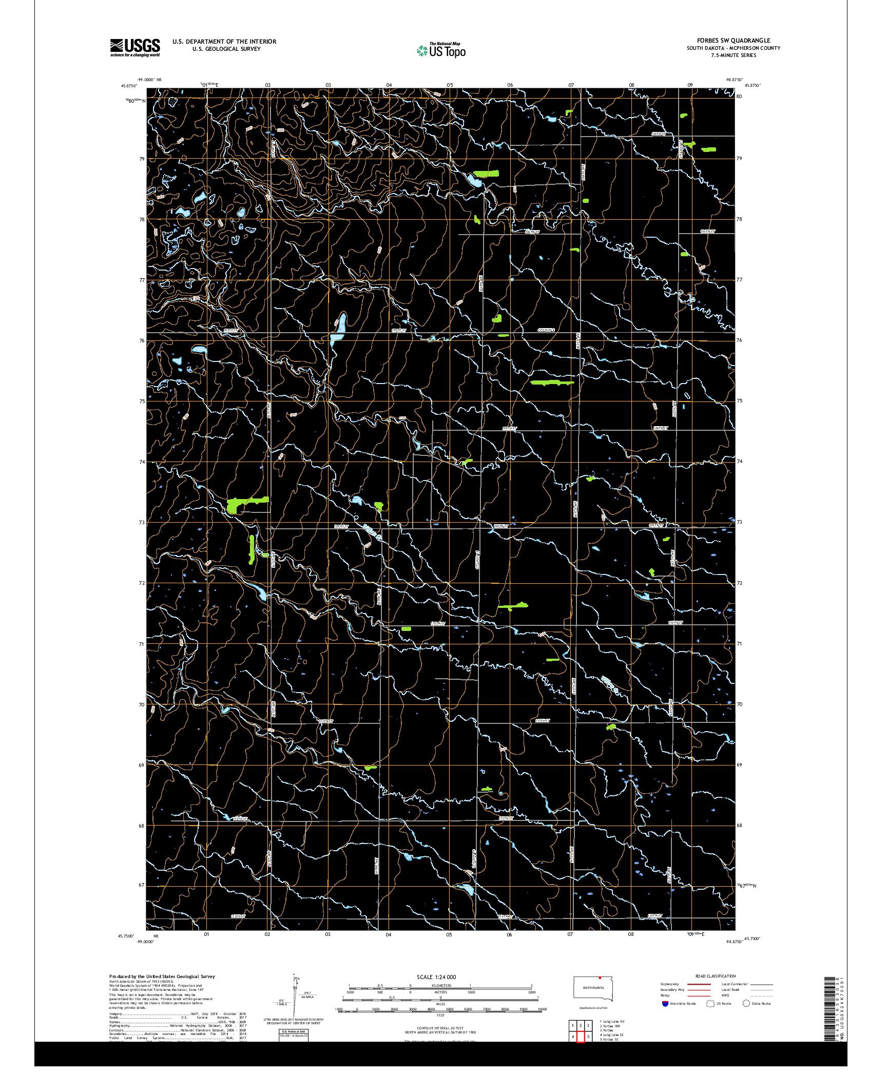 USGS US TOPO 7.5-MINUTE MAP FOR FORBES SW, SD 2017