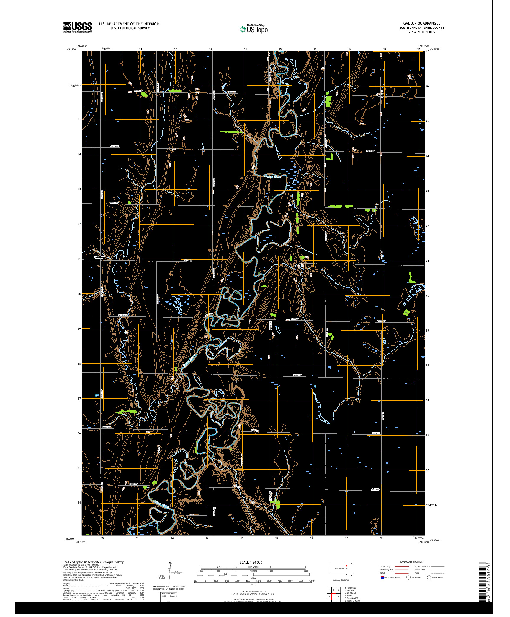 USGS US TOPO 7.5-MINUTE MAP FOR GALLUP, SD 2017