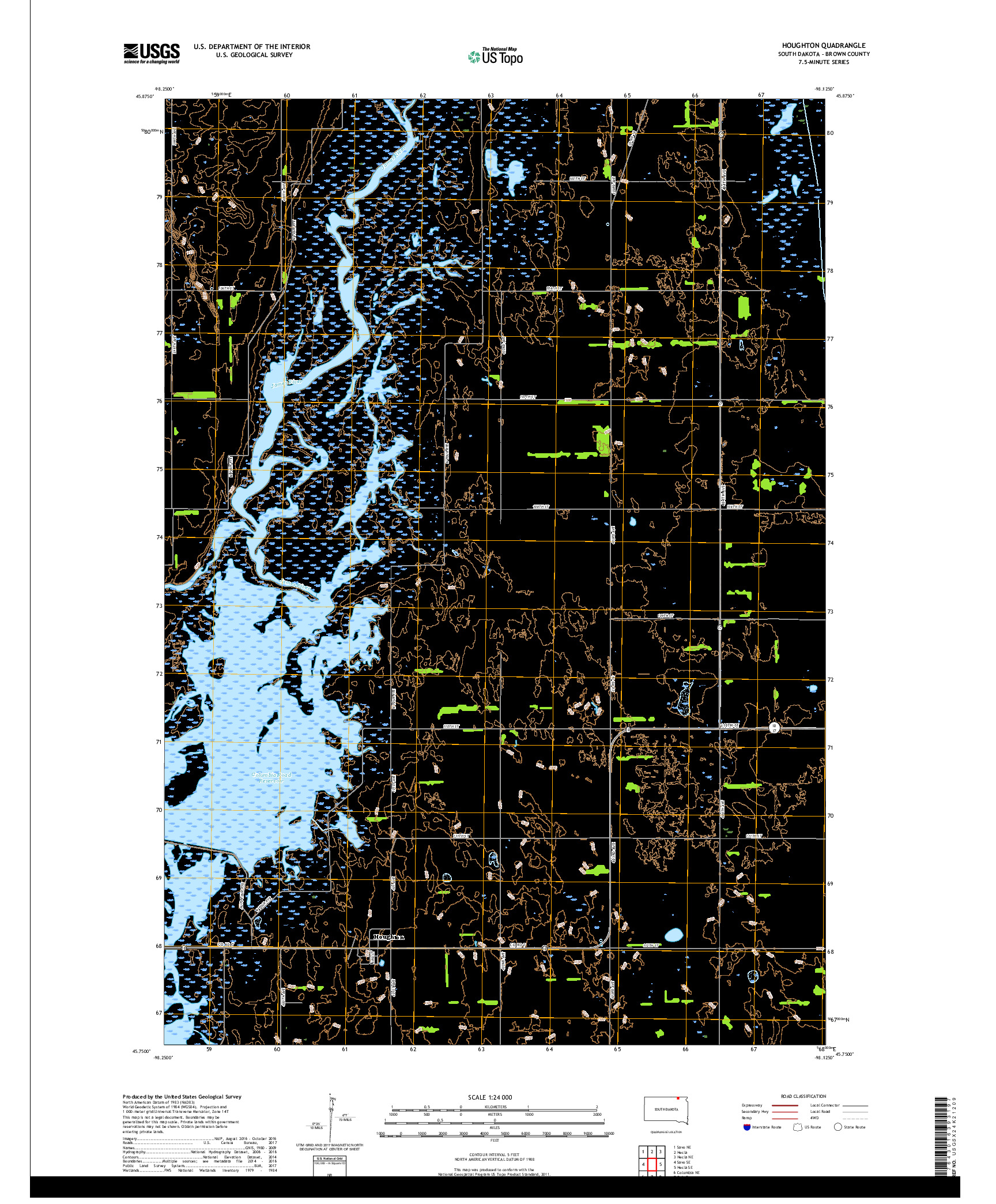 USGS US TOPO 7.5-MINUTE MAP FOR HOUGHTON, SD 2017