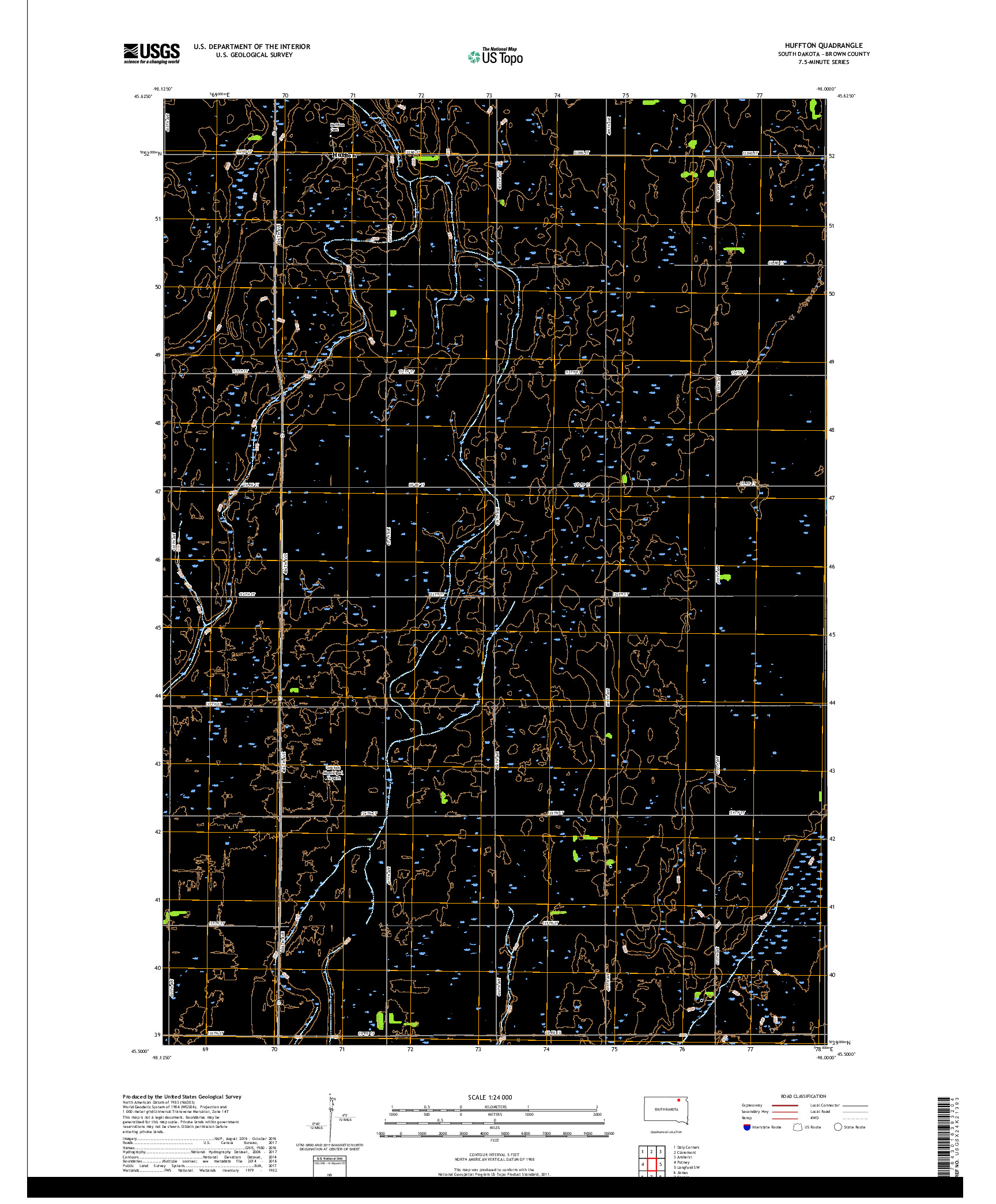 USGS US TOPO 7.5-MINUTE MAP FOR HUFFTON, SD 2017