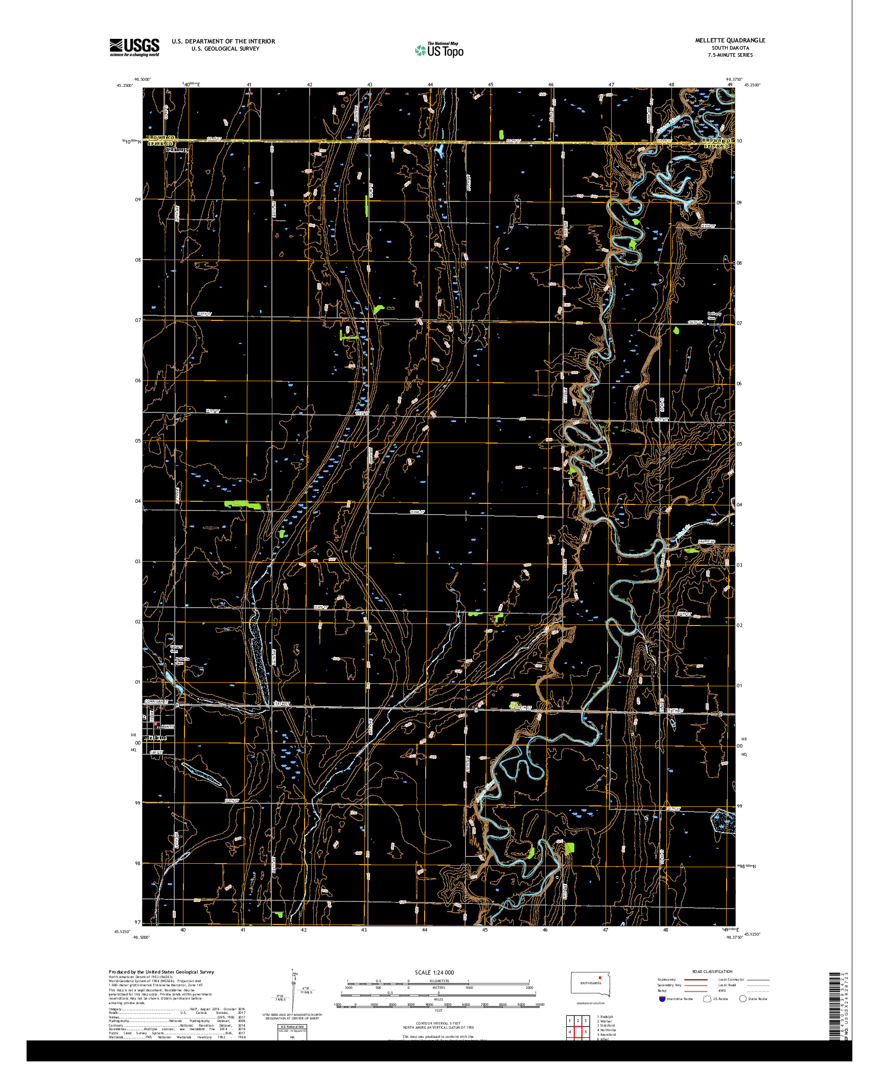 USGS US TOPO 7.5-MINUTE MAP FOR MELLETTE, SD 2017