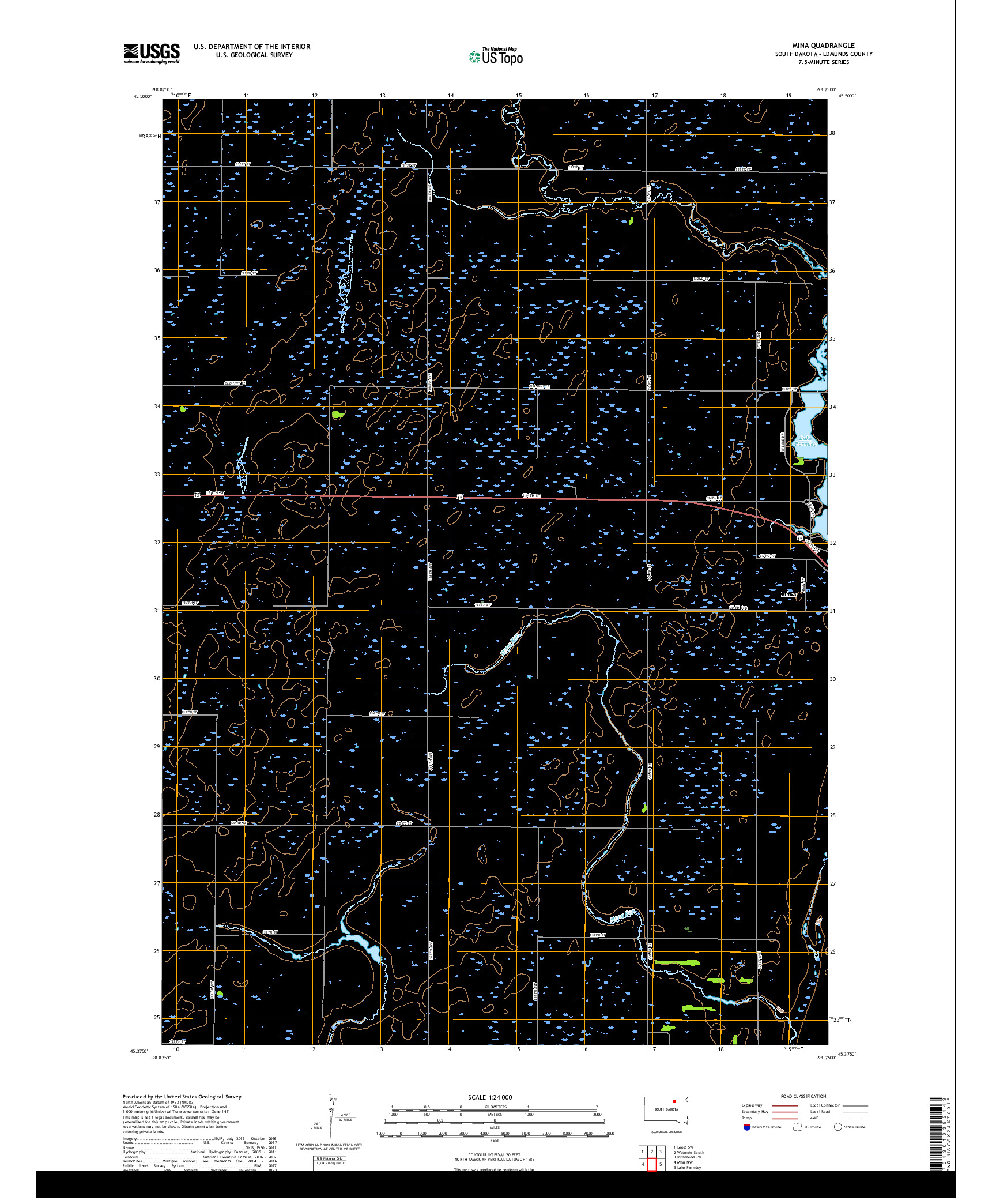 USGS US TOPO 7.5-MINUTE MAP FOR MINA, SD 2017