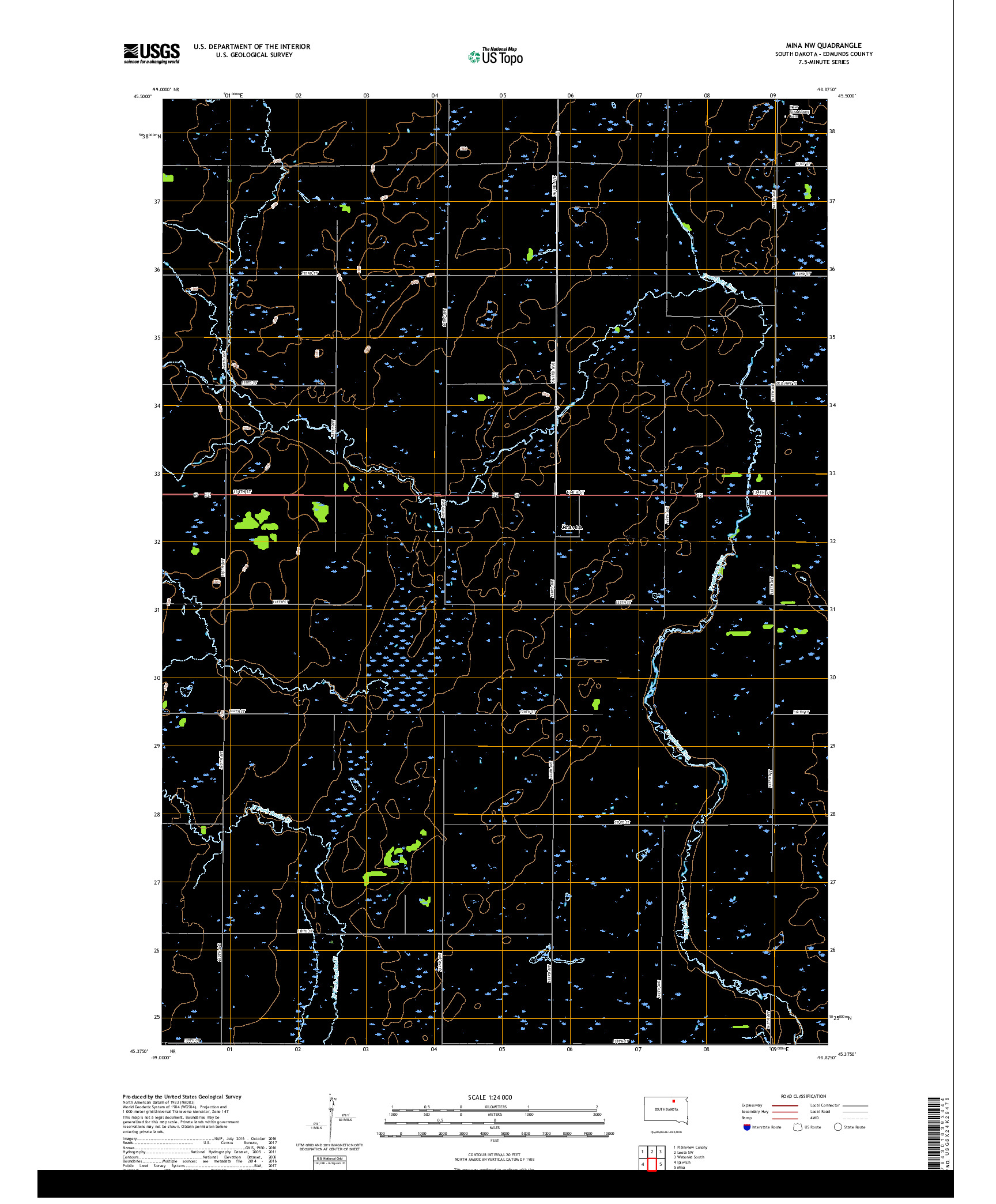 USGS US TOPO 7.5-MINUTE MAP FOR MINA NW, SD 2017