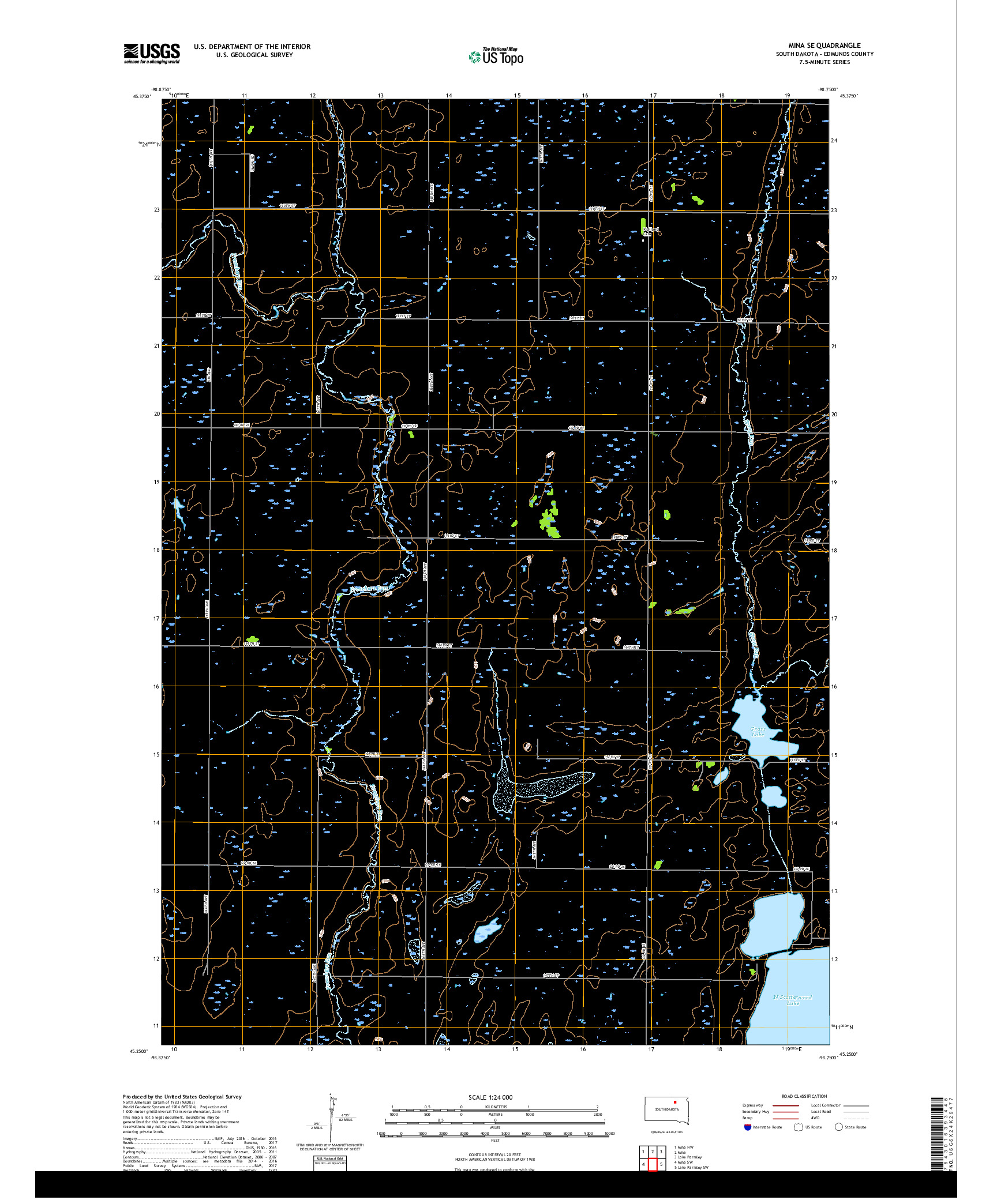 USGS US TOPO 7.5-MINUTE MAP FOR MINA SE, SD 2017