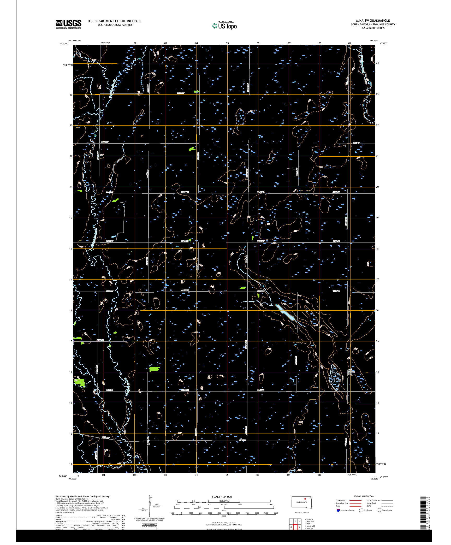 USGS US TOPO 7.5-MINUTE MAP FOR MINA SW, SD 2017