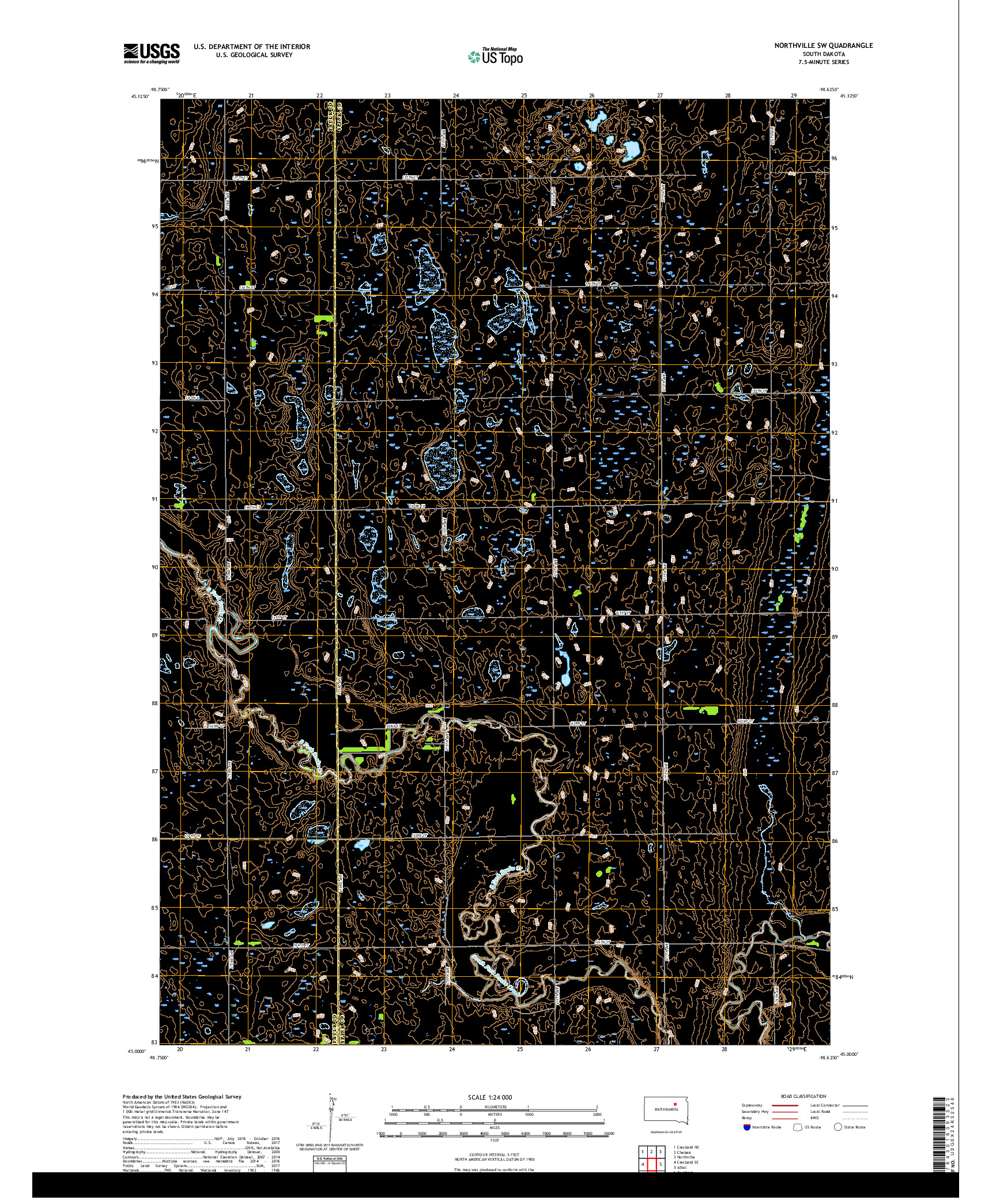 USGS US TOPO 7.5-MINUTE MAP FOR NORTHVILLE SW, SD 2017