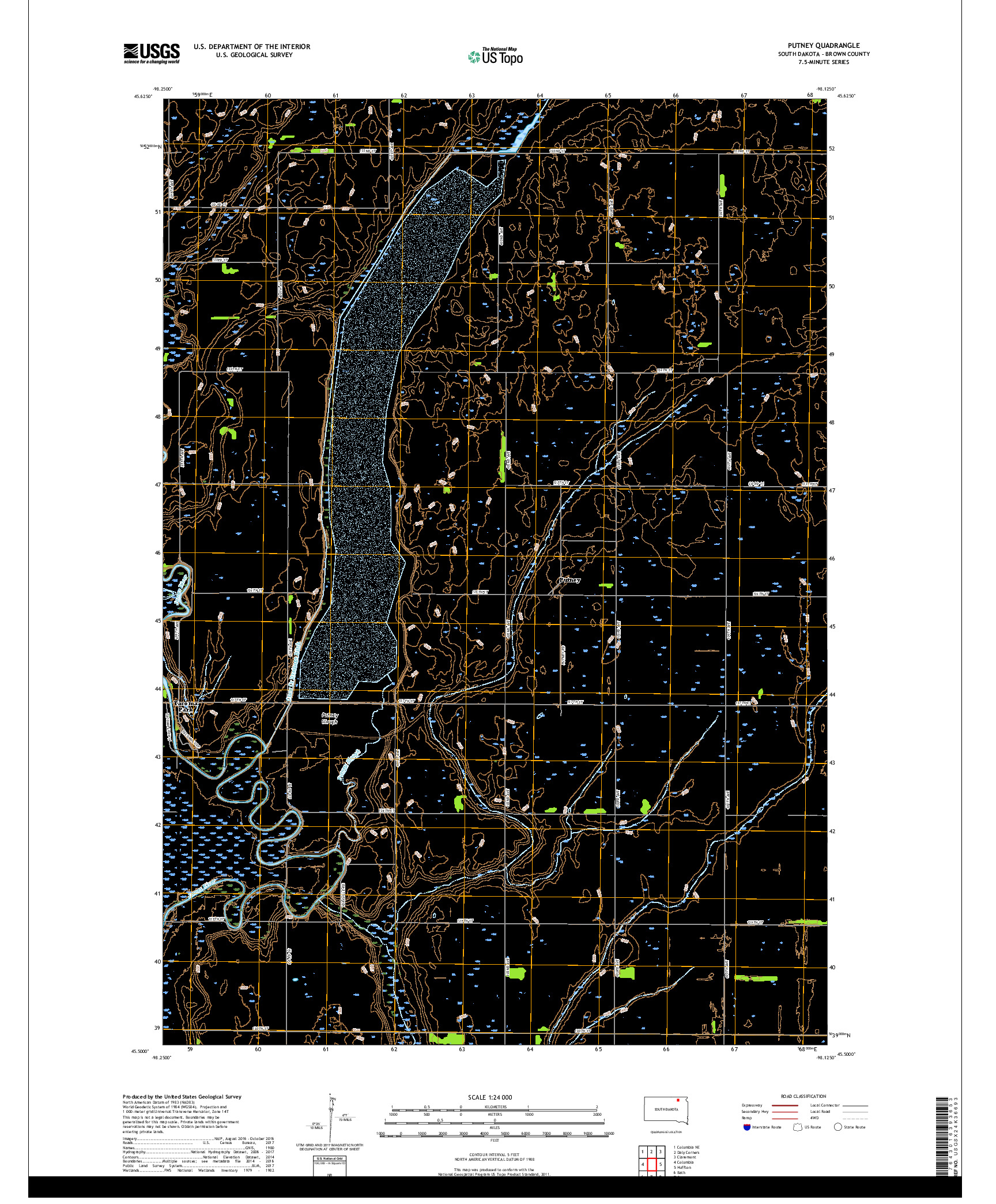 USGS US TOPO 7.5-MINUTE MAP FOR PUTNEY, SD 2017