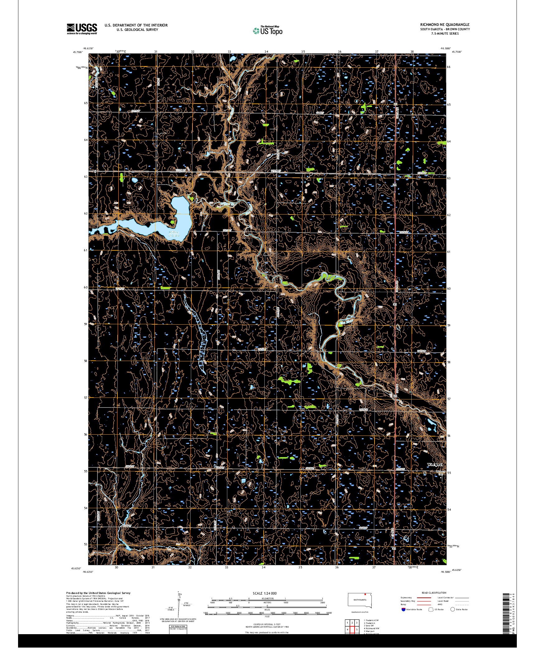 USGS US TOPO 7.5-MINUTE MAP FOR RICHMOND NE, SD 2017