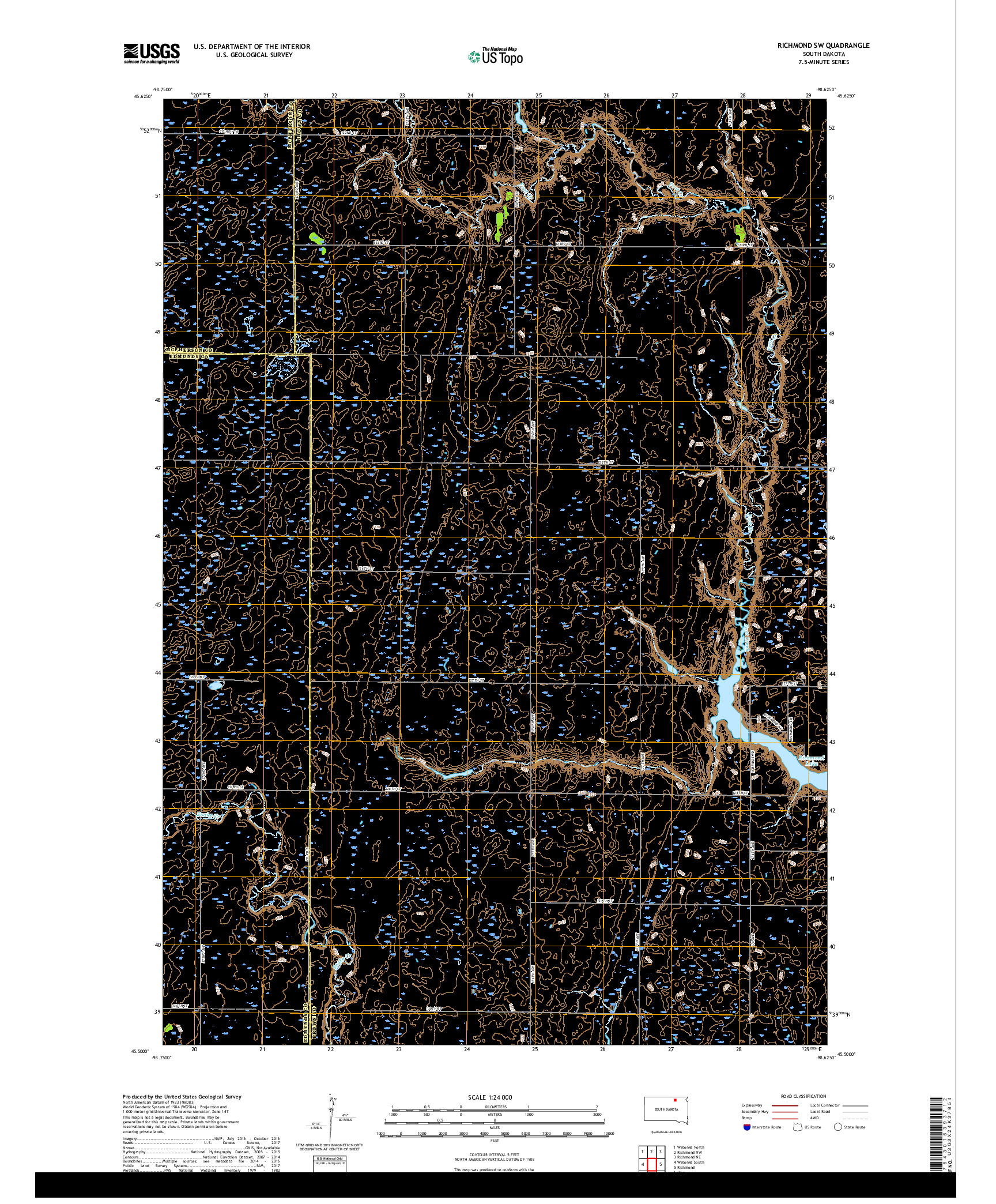 USGS US TOPO 7.5-MINUTE MAP FOR RICHMOND SW, SD 2017