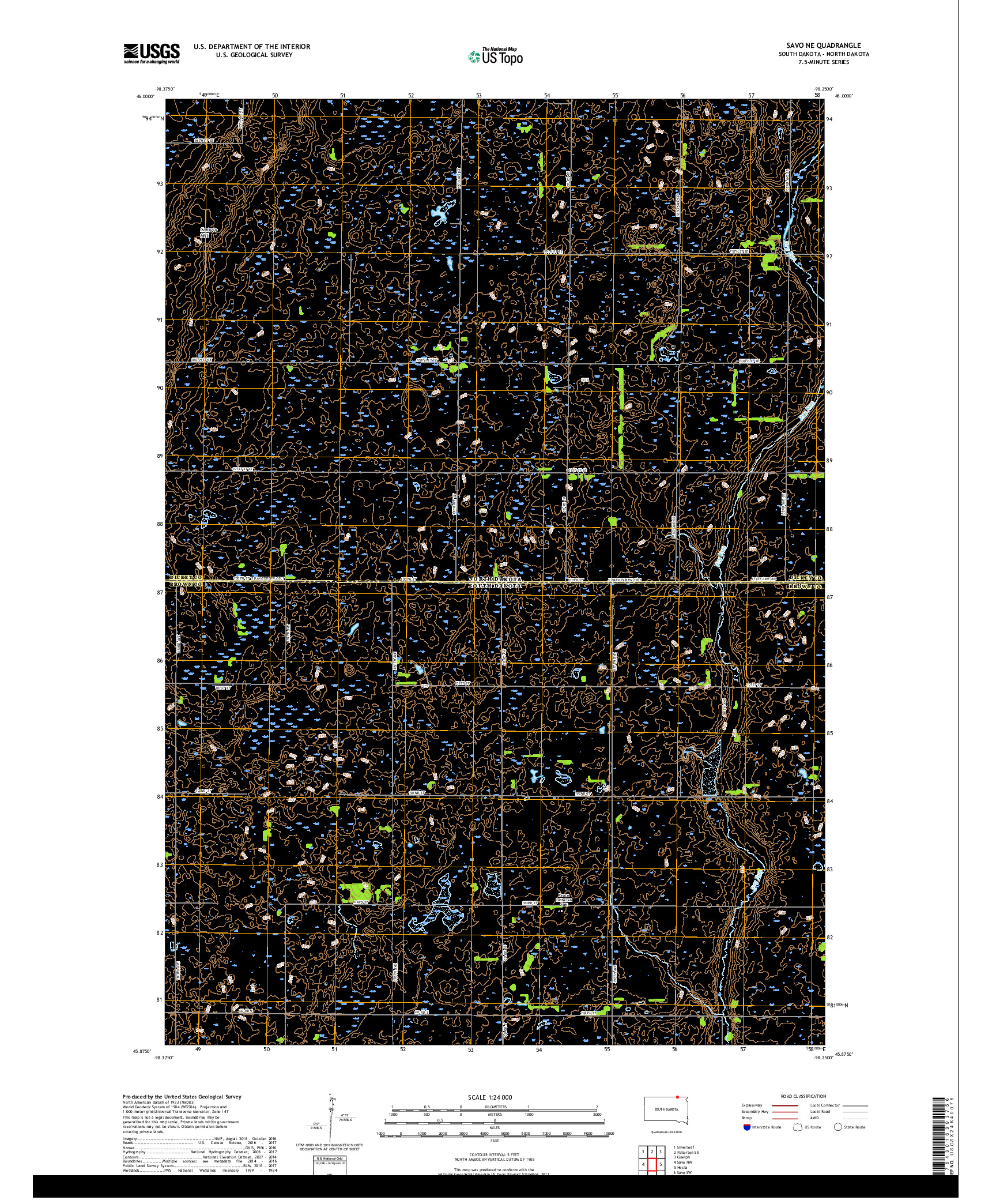 USGS US TOPO 7.5-MINUTE MAP FOR SAVO NE, SD,ND 2017