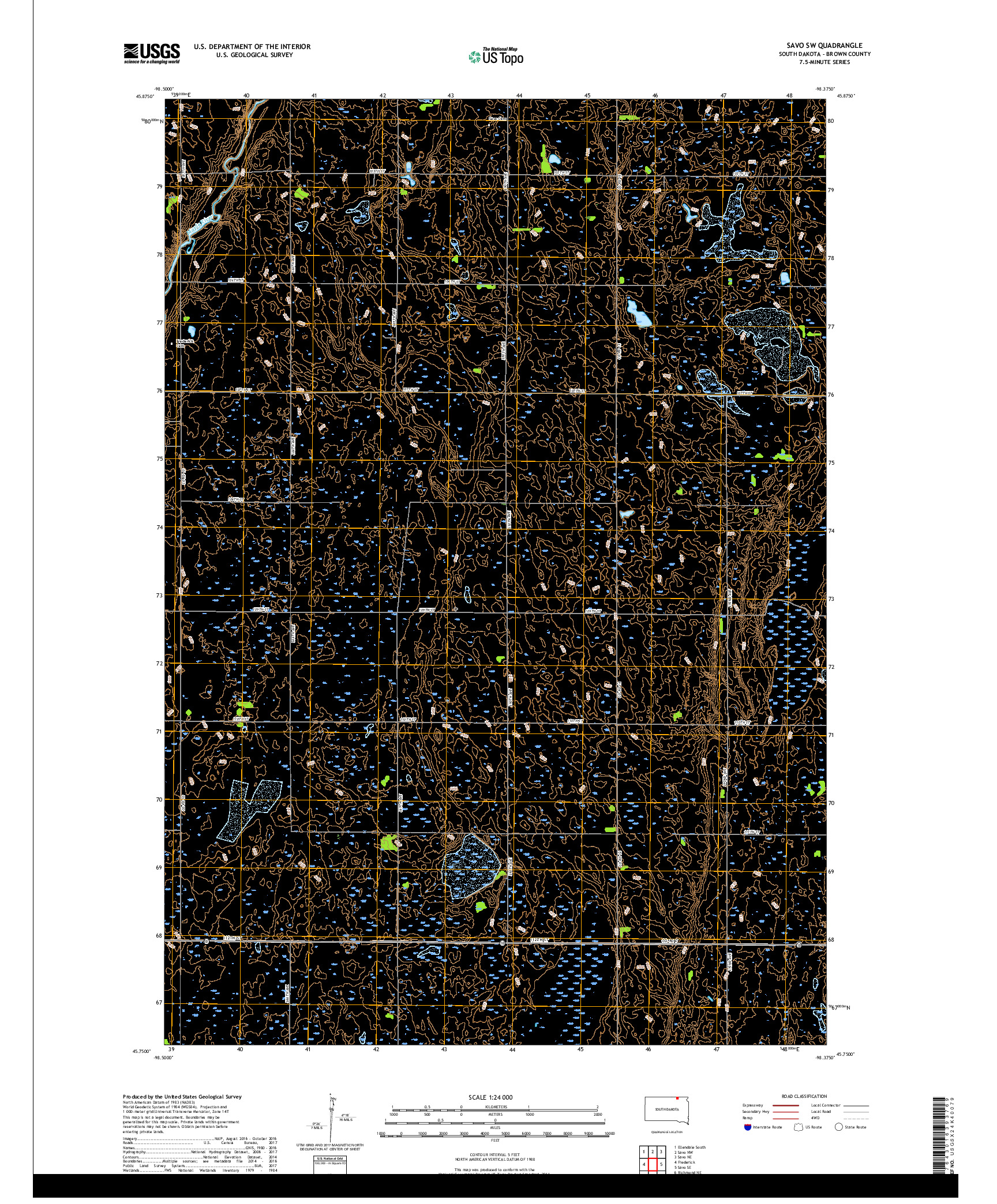 USGS US TOPO 7.5-MINUTE MAP FOR SAVO SW, SD 2017