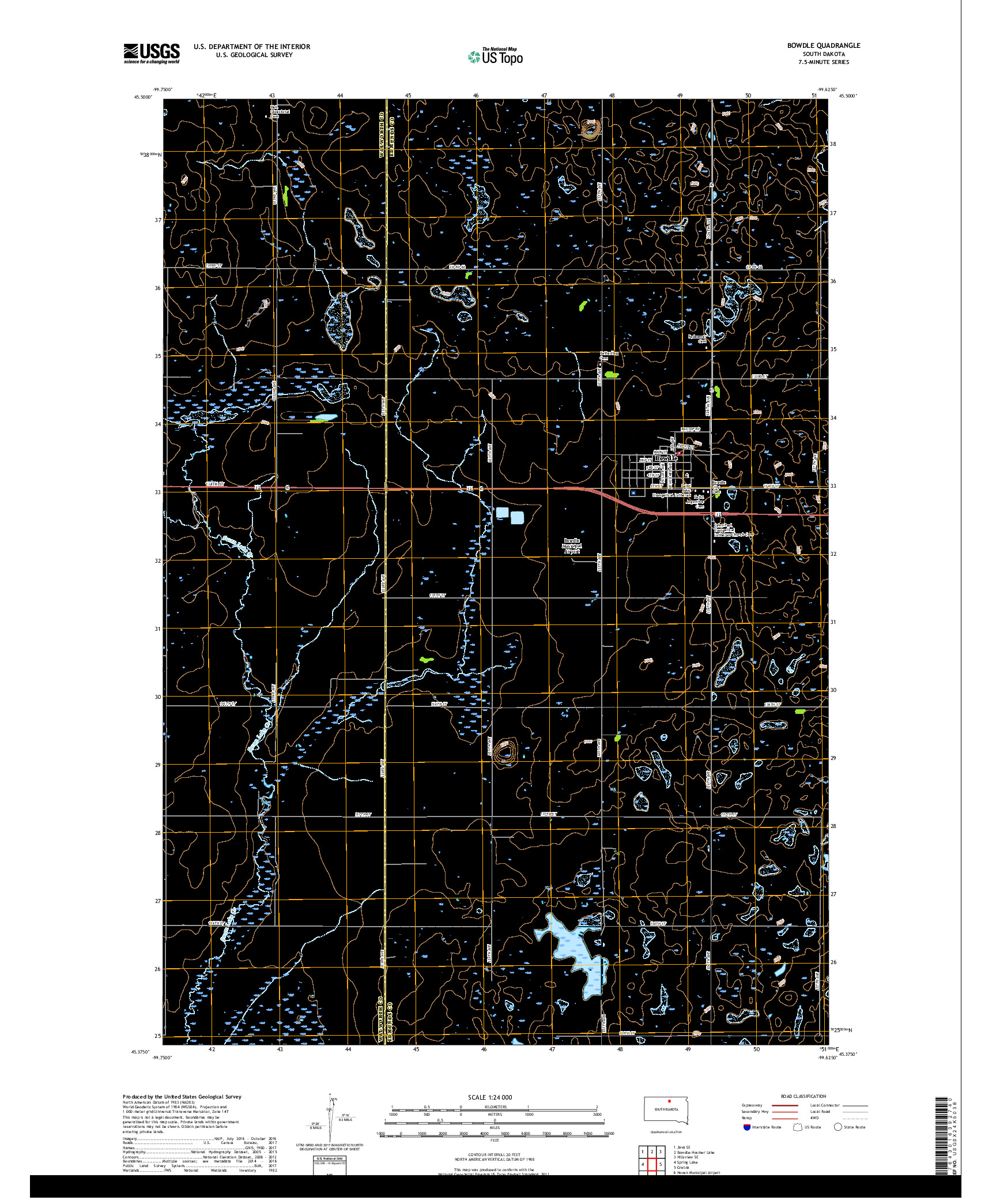 USGS US TOPO 7.5-MINUTE MAP FOR BOWDLE, SD 2017