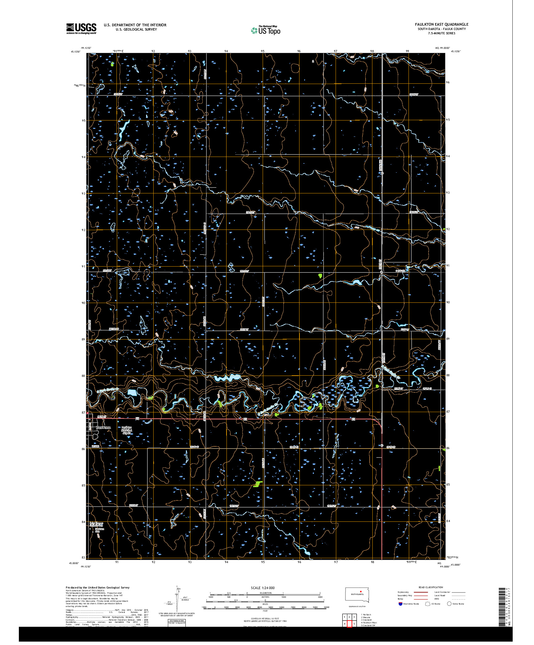 USGS US TOPO 7.5-MINUTE MAP FOR FAULKTON EAST, SD 2017
