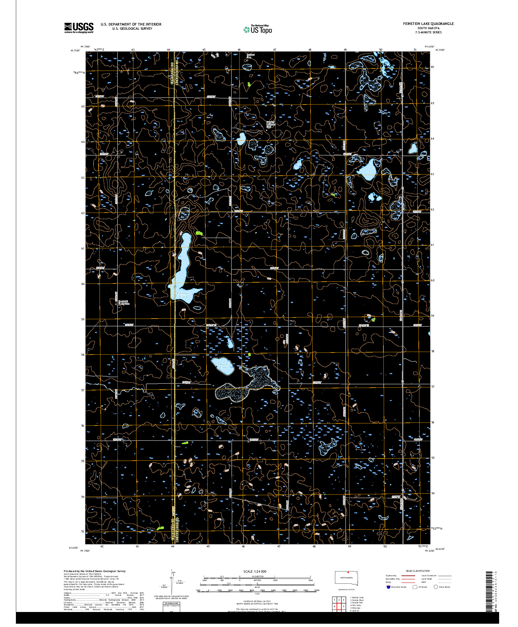 USGS US TOPO 7.5-MINUTE MAP FOR FEINSTEIN LAKE, SD 2017