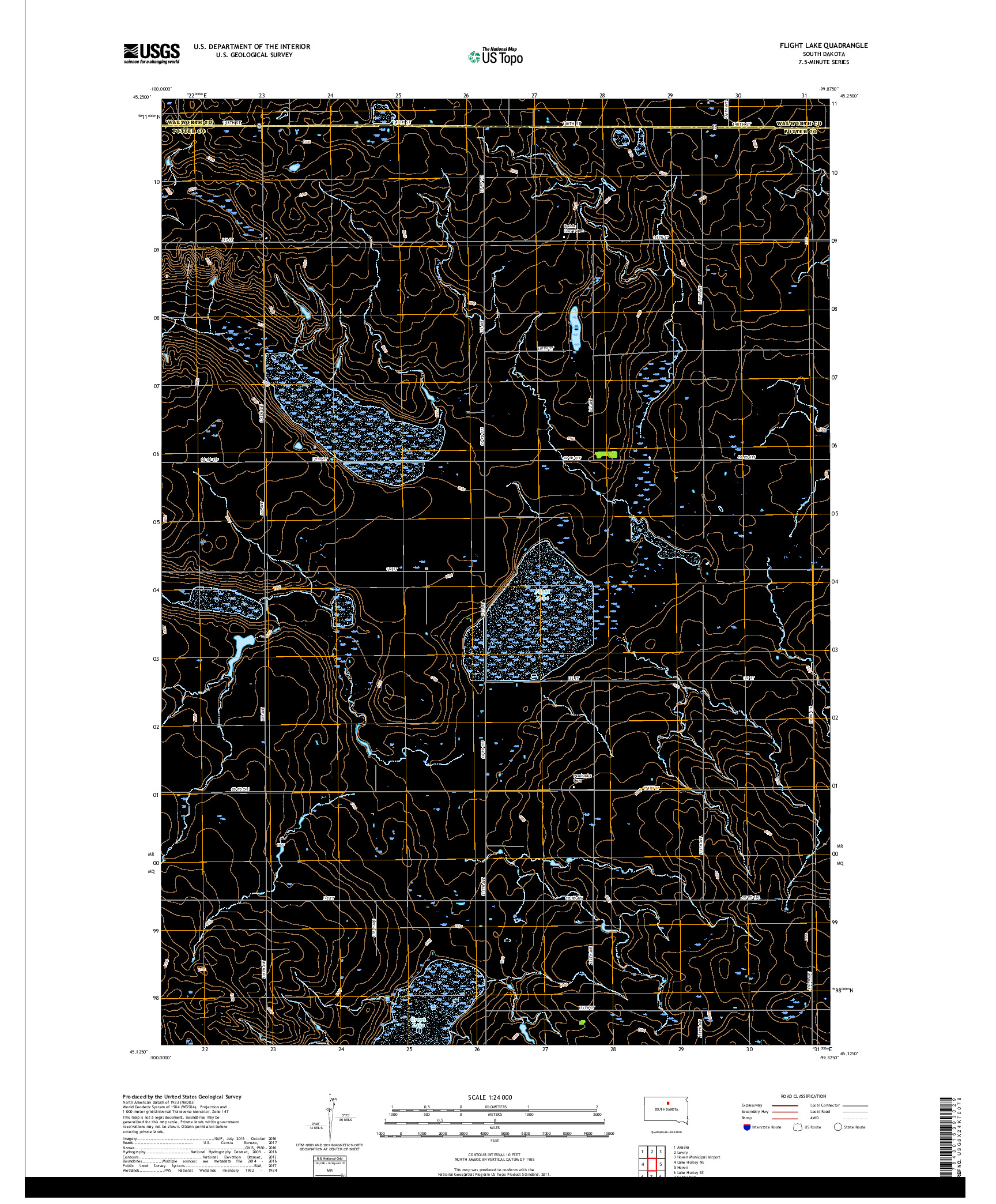 USGS US TOPO 7.5-MINUTE MAP FOR FLIGHT LAKE, SD 2017