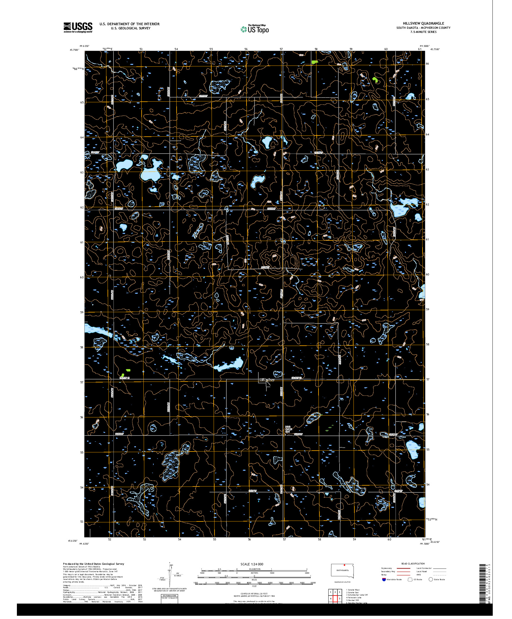 USGS US TOPO 7.5-MINUTE MAP FOR HILLSVIEW, SD 2017