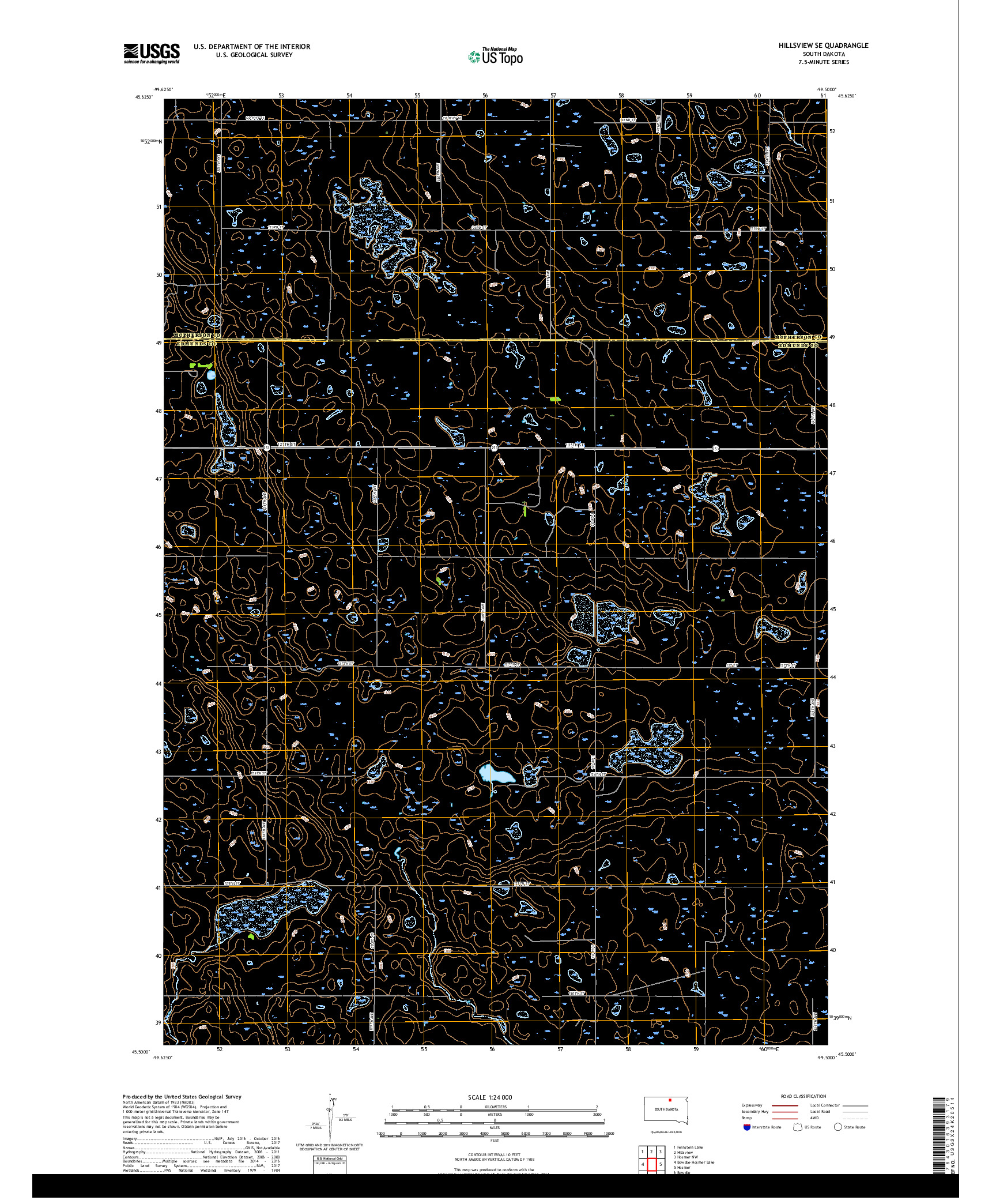 USGS US TOPO 7.5-MINUTE MAP FOR HILLSVIEW SE, SD 2017