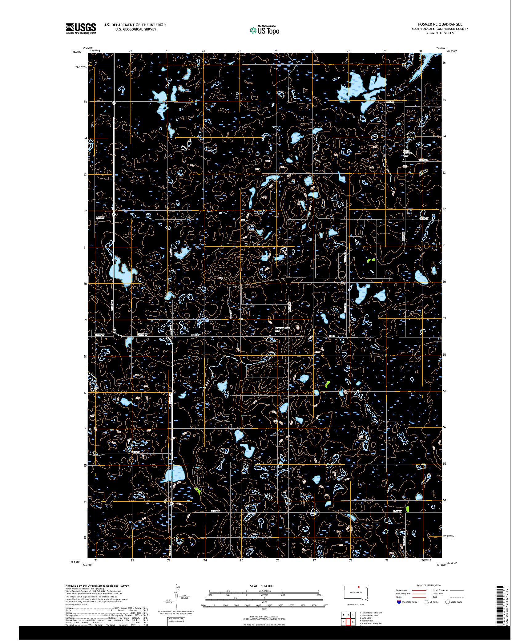 USGS US TOPO 7.5-MINUTE MAP FOR HOSMER NE, SD 2017