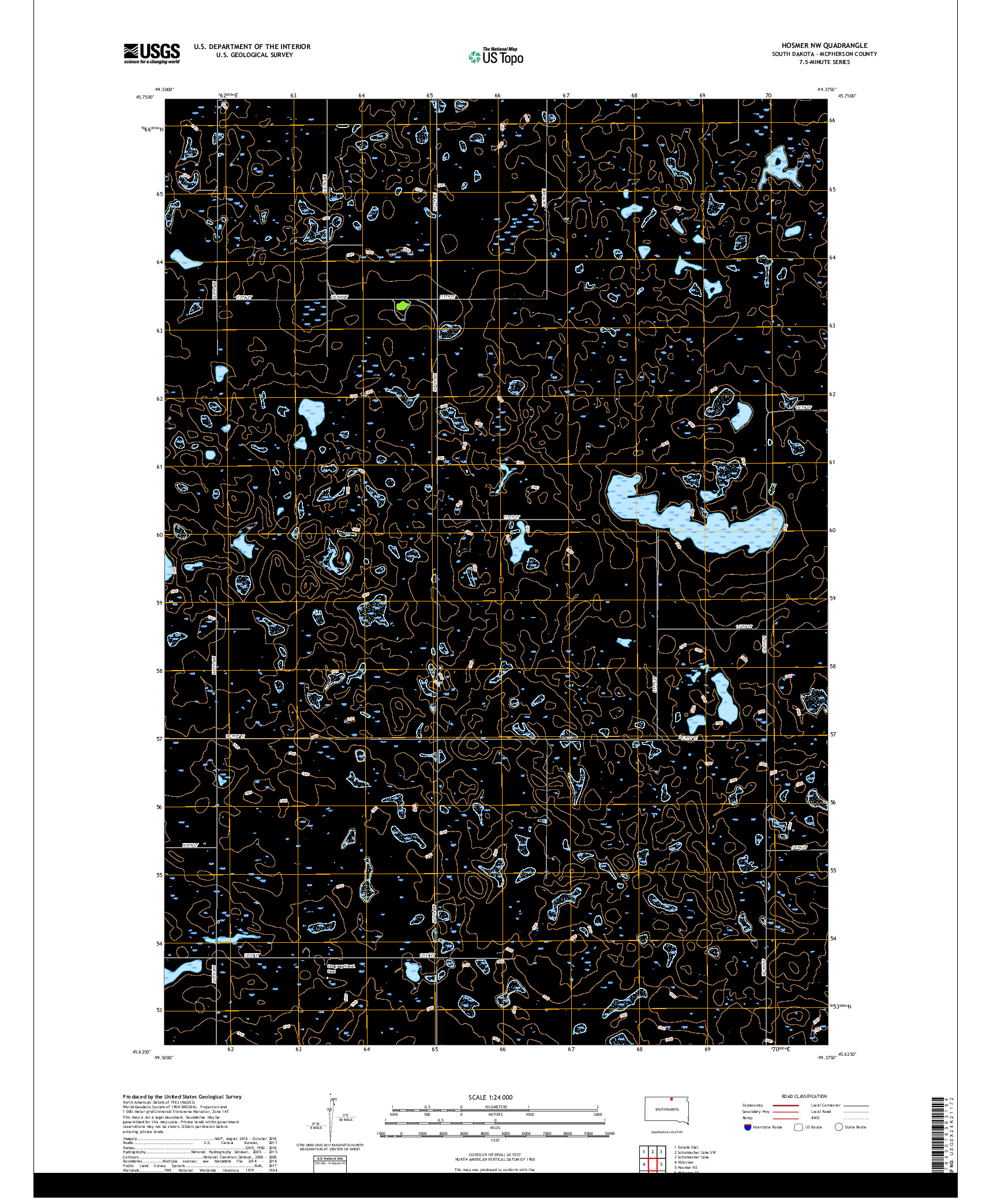 USGS US TOPO 7.5-MINUTE MAP FOR HOSMER NW, SD 2017