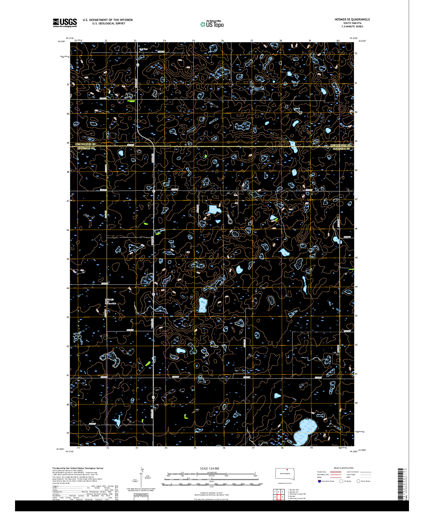 USGS US TOPO 7.5-MINUTE MAP FOR HOSMER SE, SD 2017