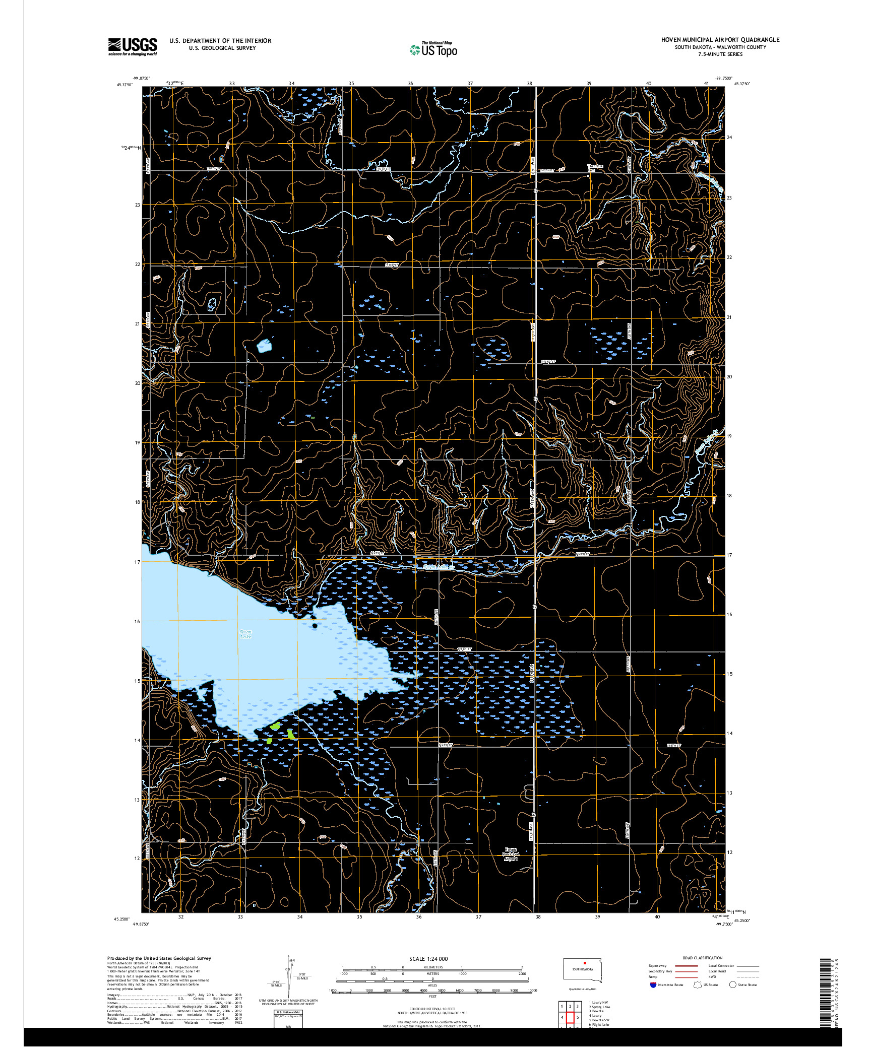 USGS US TOPO 7.5-MINUTE MAP FOR HOVEN MUNICIPAL AIRPORT, SD 2017