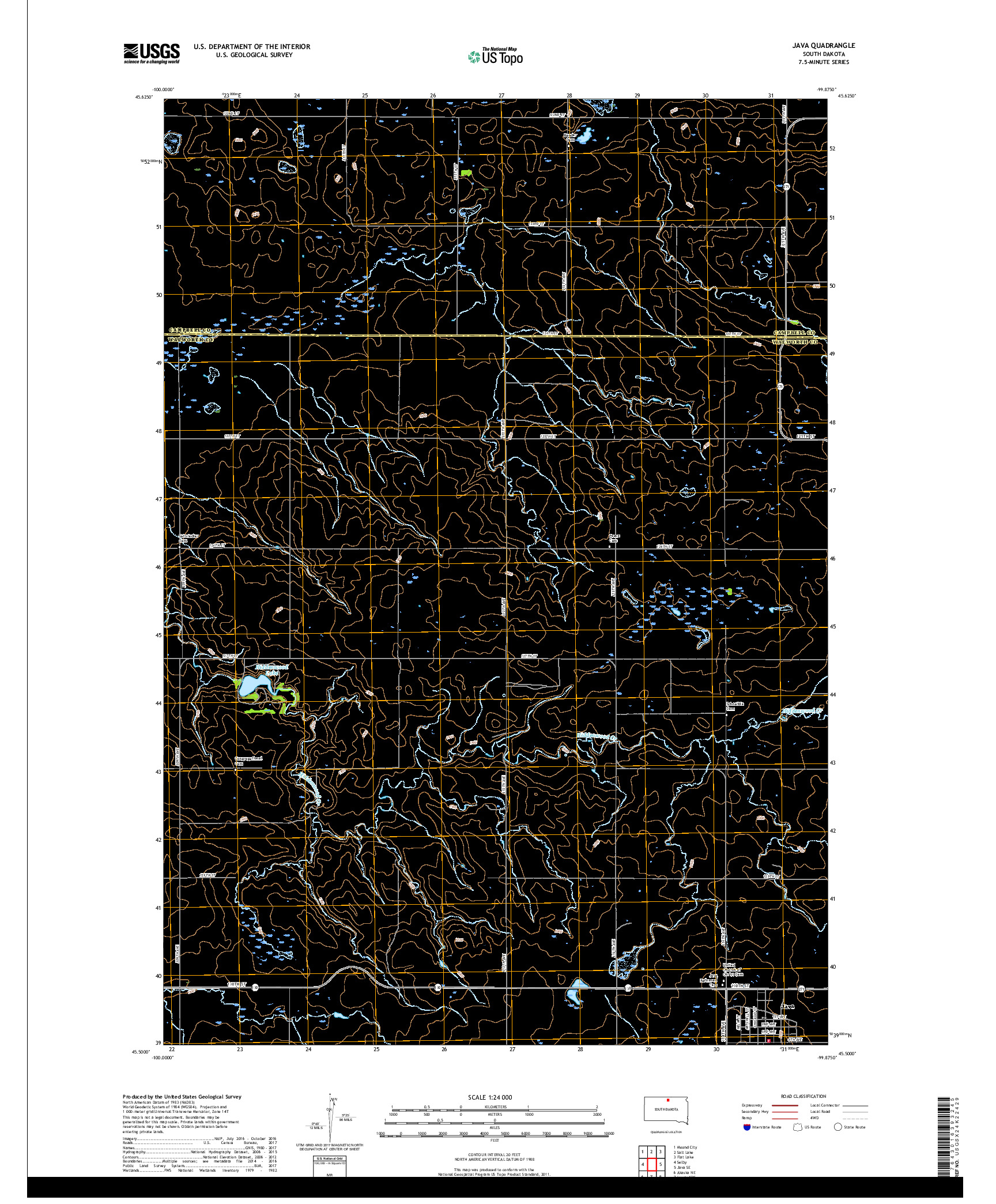 USGS US TOPO 7.5-MINUTE MAP FOR JAVA, SD 2017