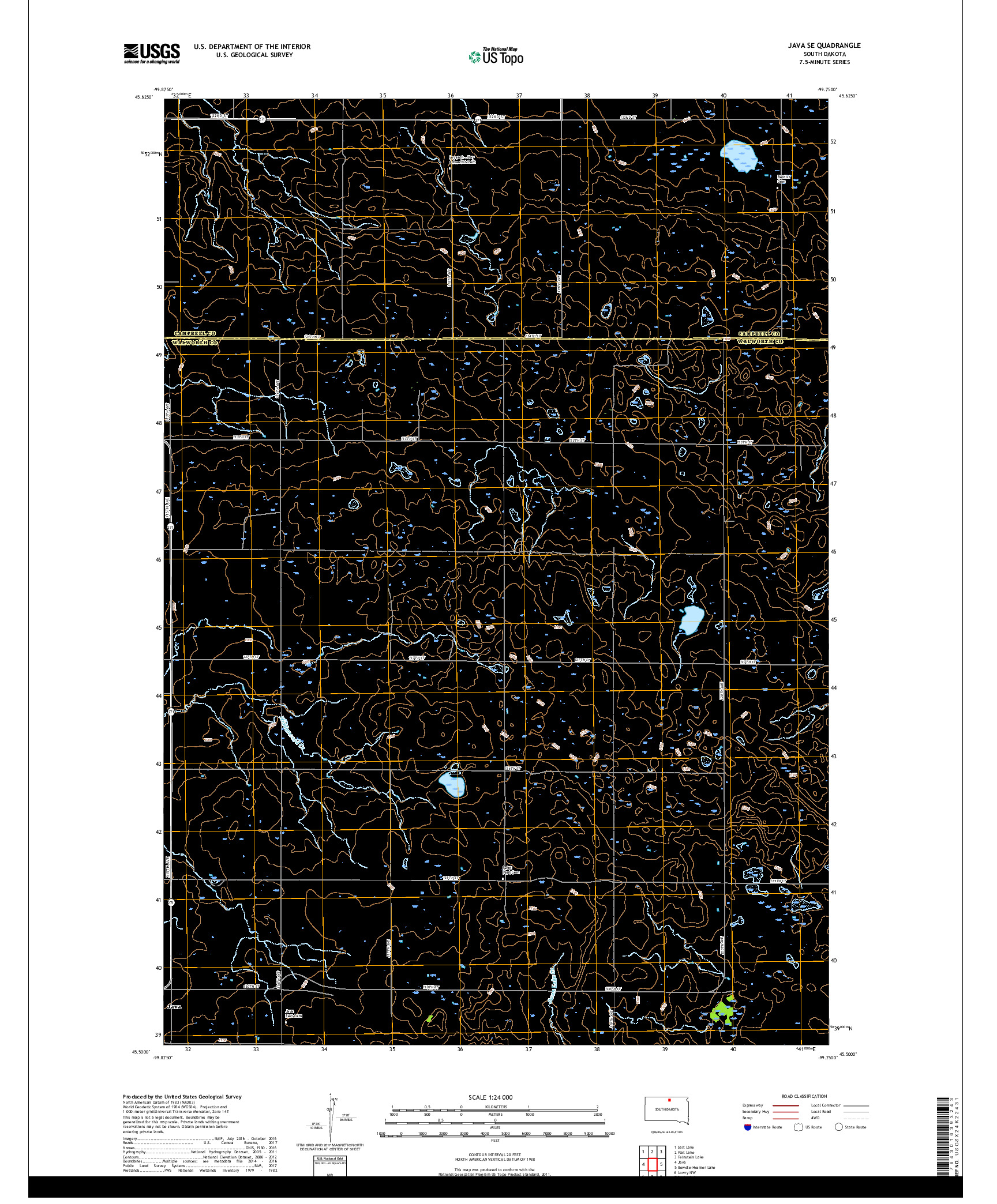 USGS US TOPO 7.5-MINUTE MAP FOR JAVA SE, SD 2017